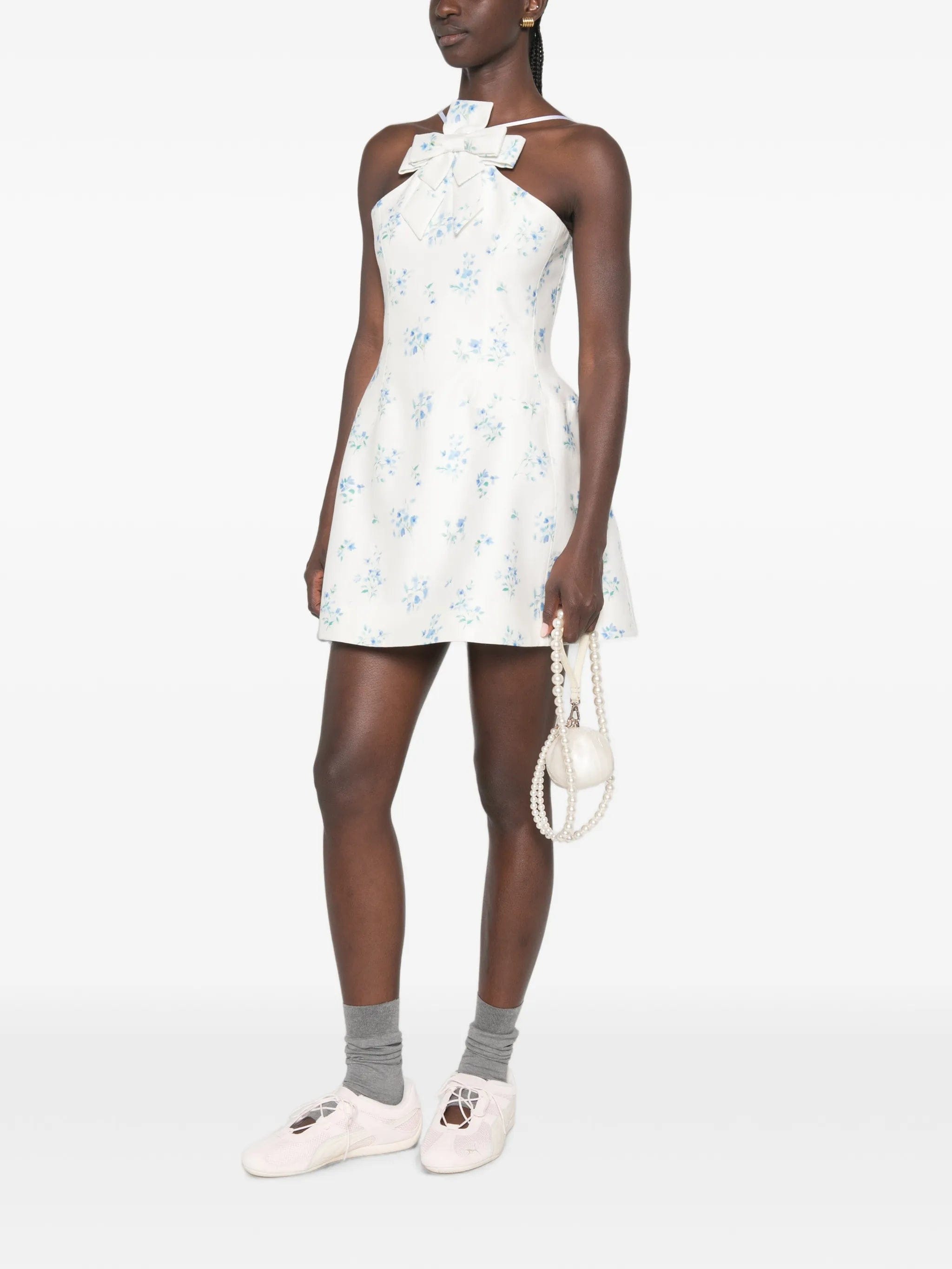 Shushu/tong floral - print bow - detail mini dress