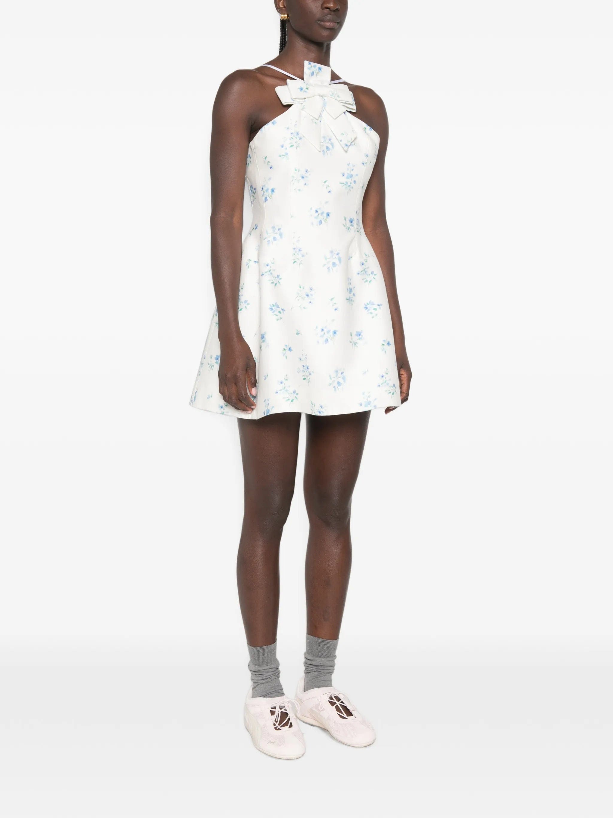 Shushu/tong floral - print bow - detail mini dress