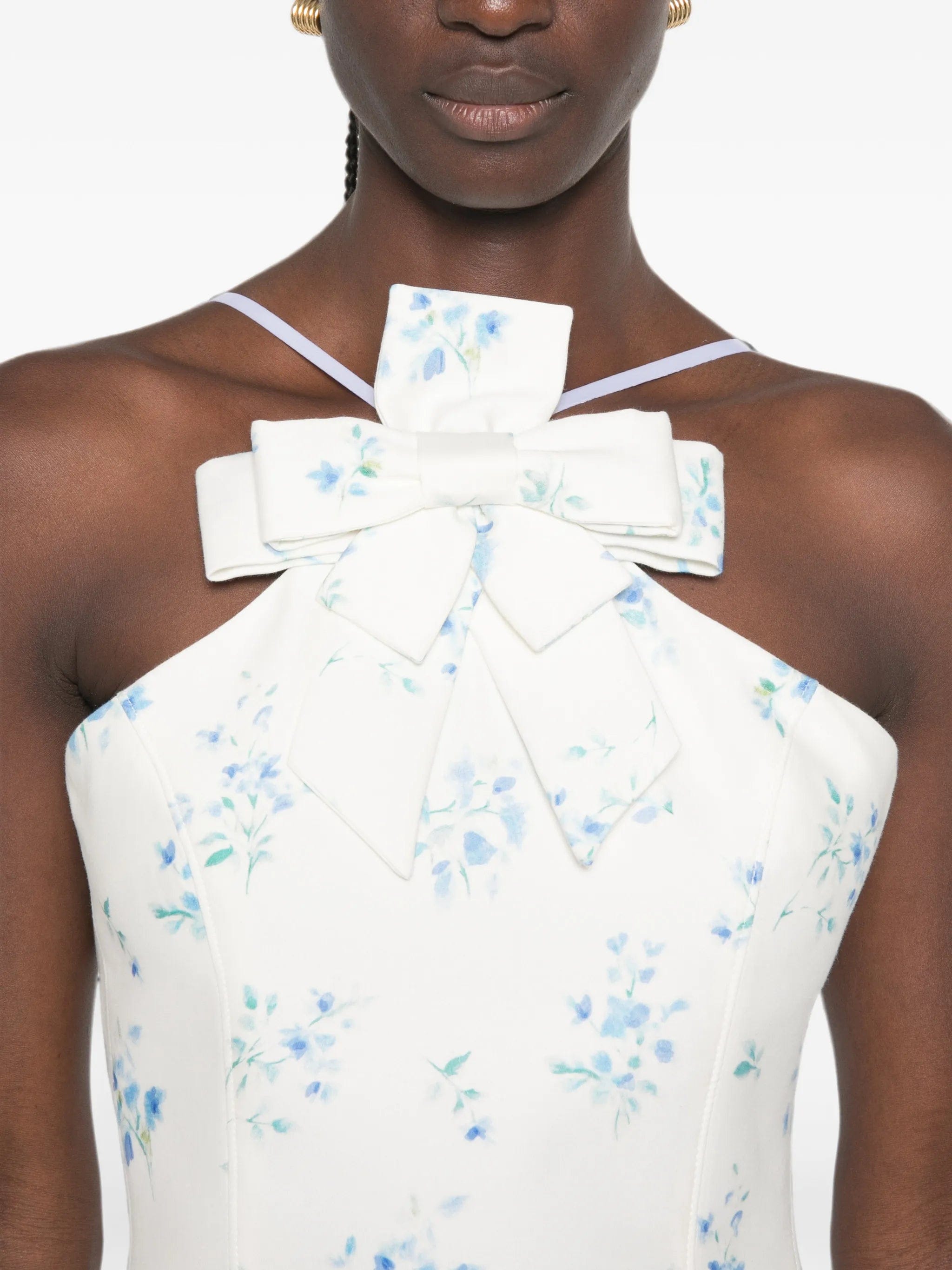 Shushu/tong floral - print bow - detail mini dress