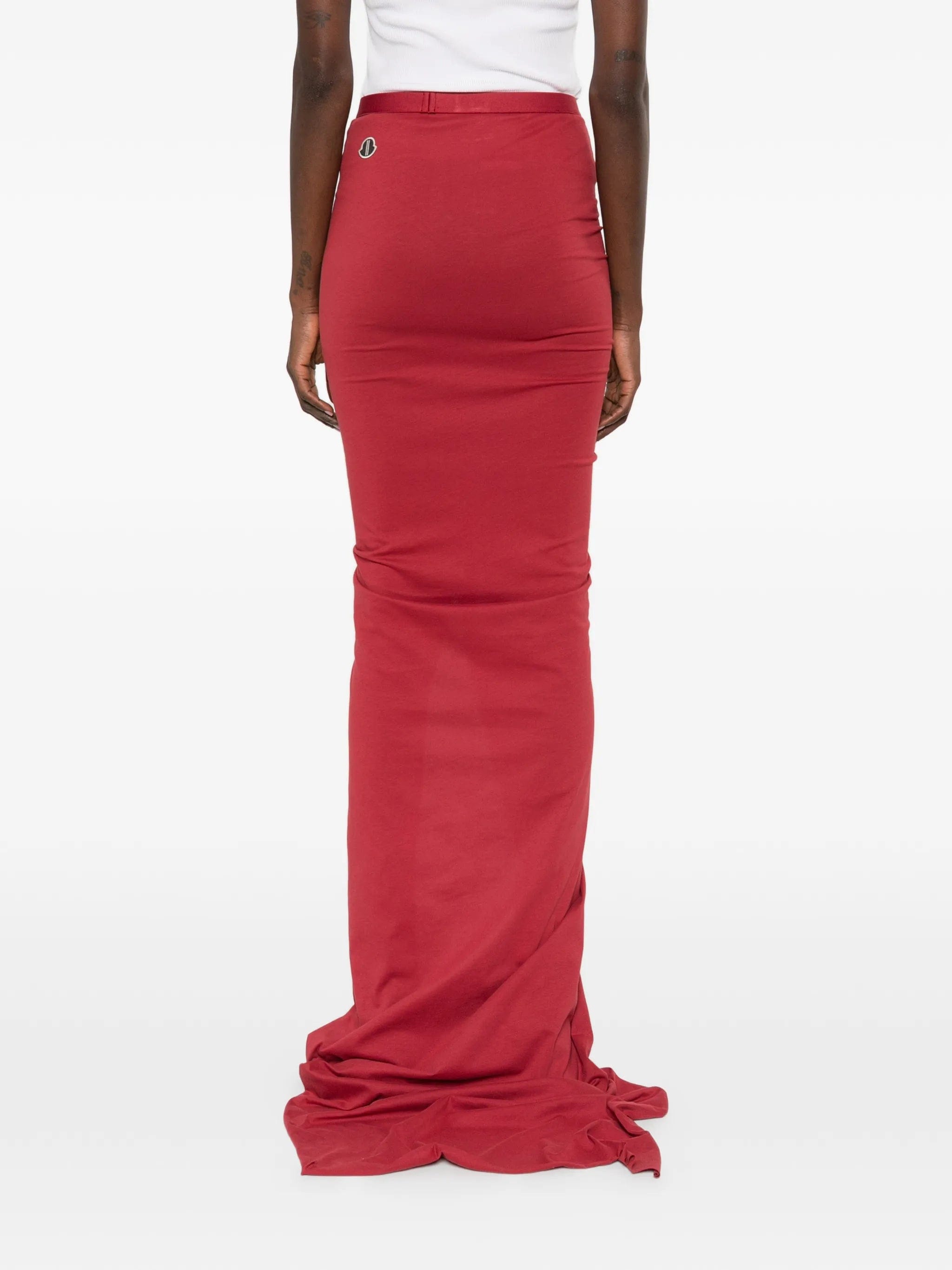 Moncler + Rick Owens drawstring - split jersey maxi skirt