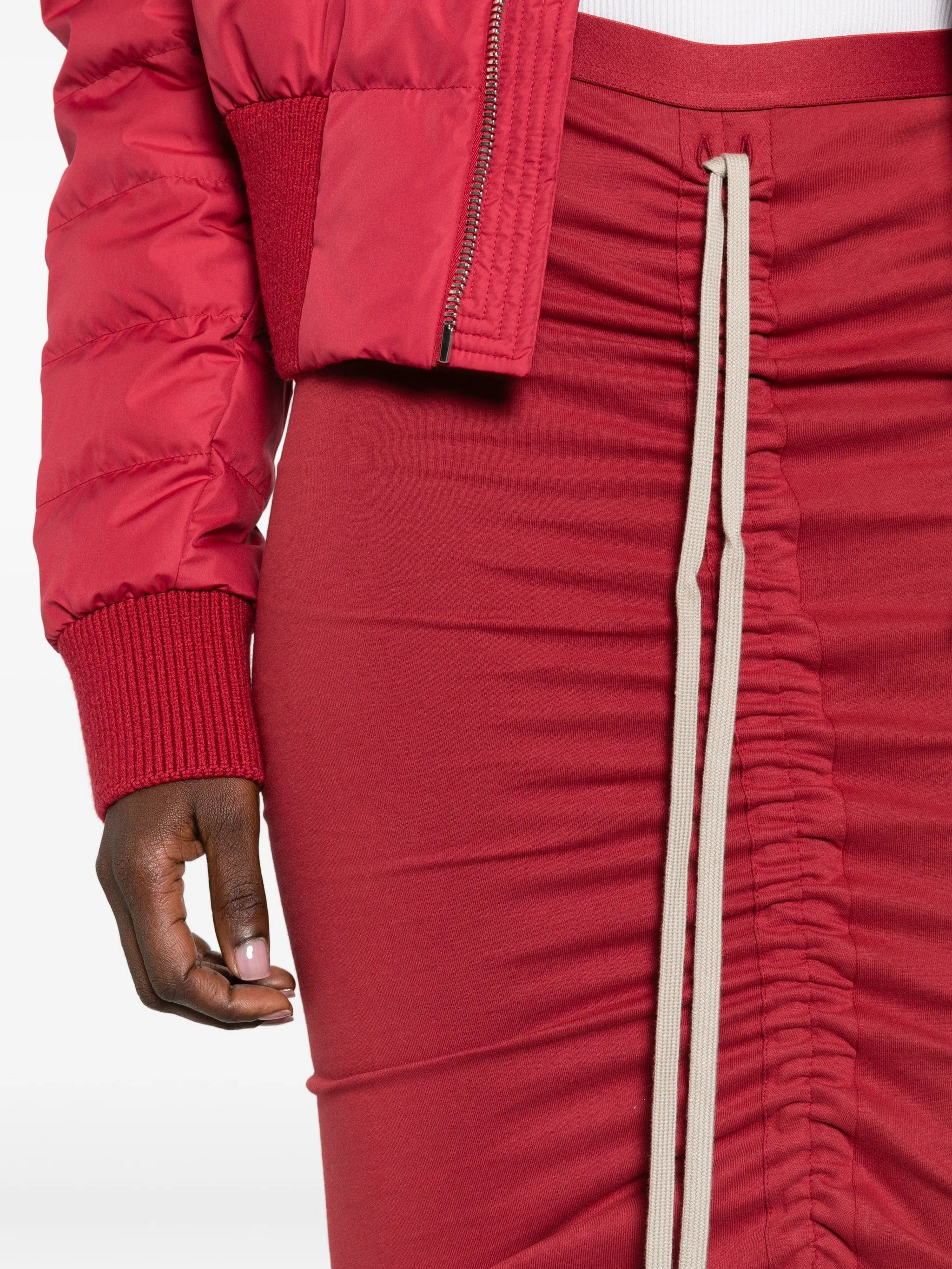 Moncler + Rick Owens drawstring - split jersey maxi skirt