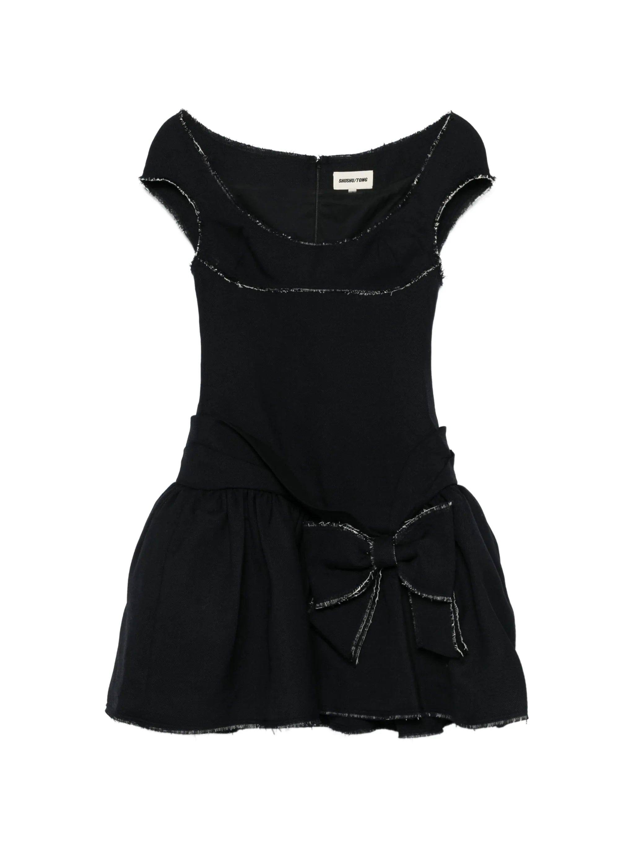 Shushu/tong deep u - neckline bow dress