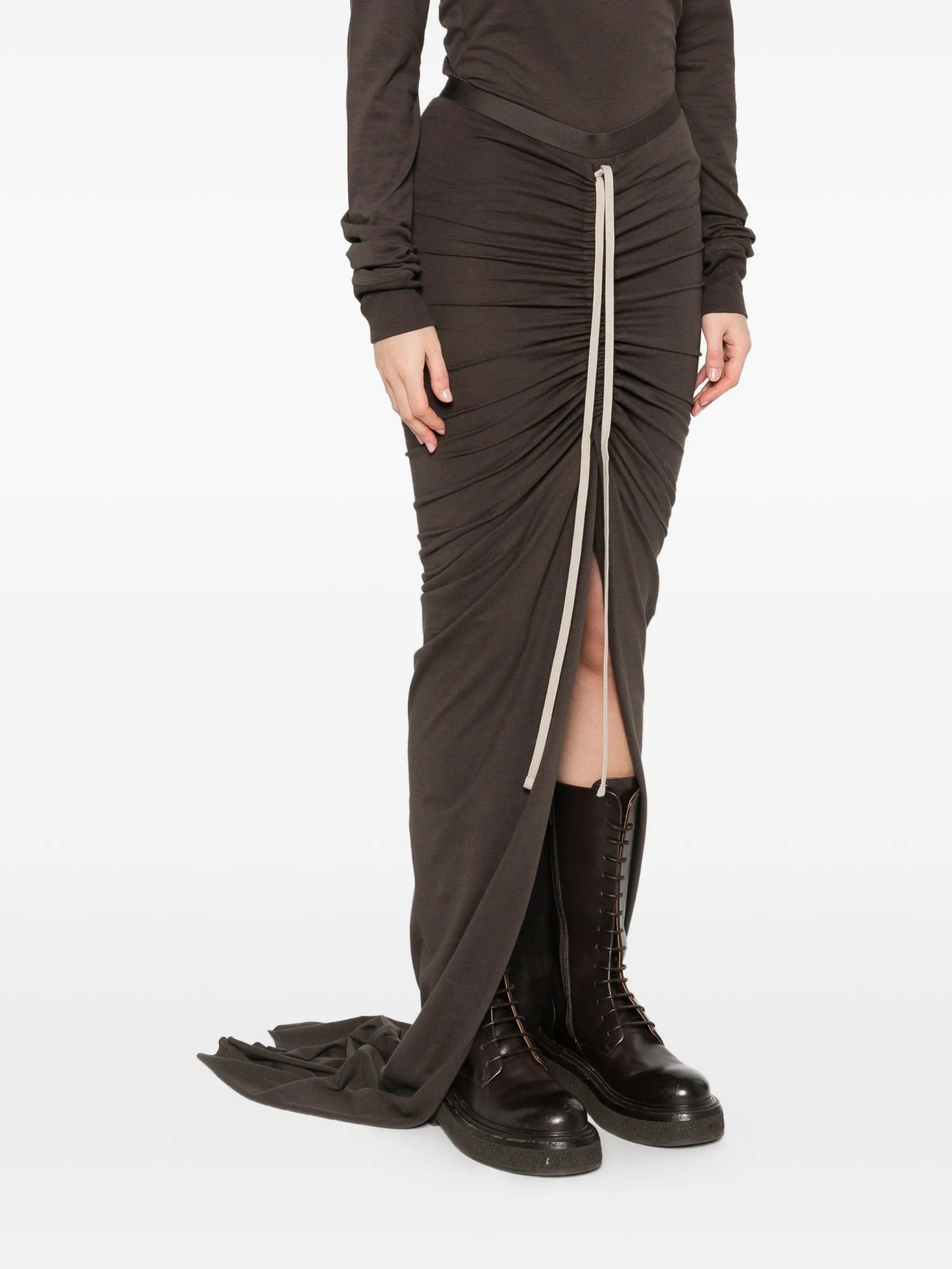 Moncler + Rick Owens drawstring slit maxi skirt