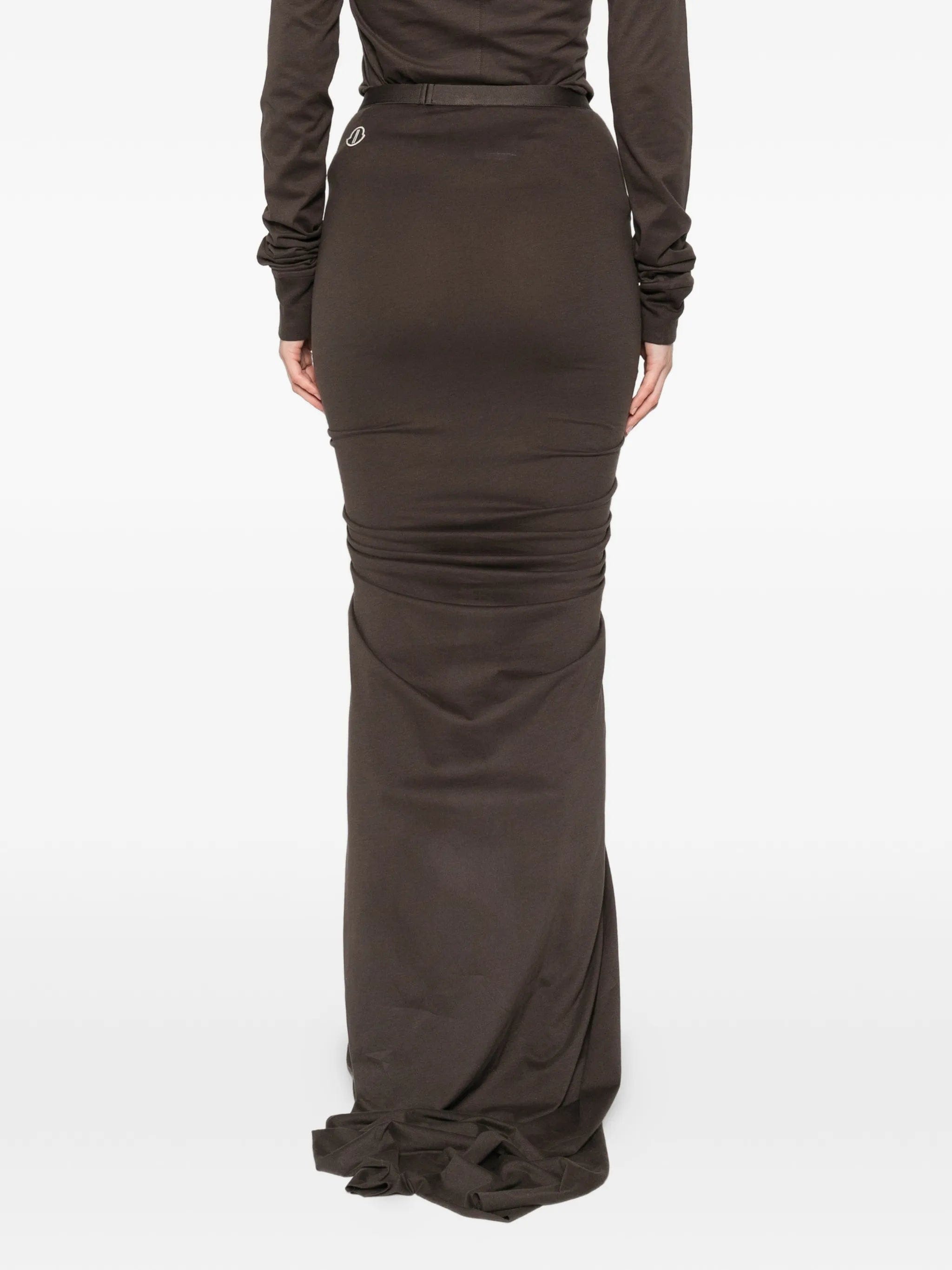 Moncler + Rick Owens drawstring slit maxi skirt