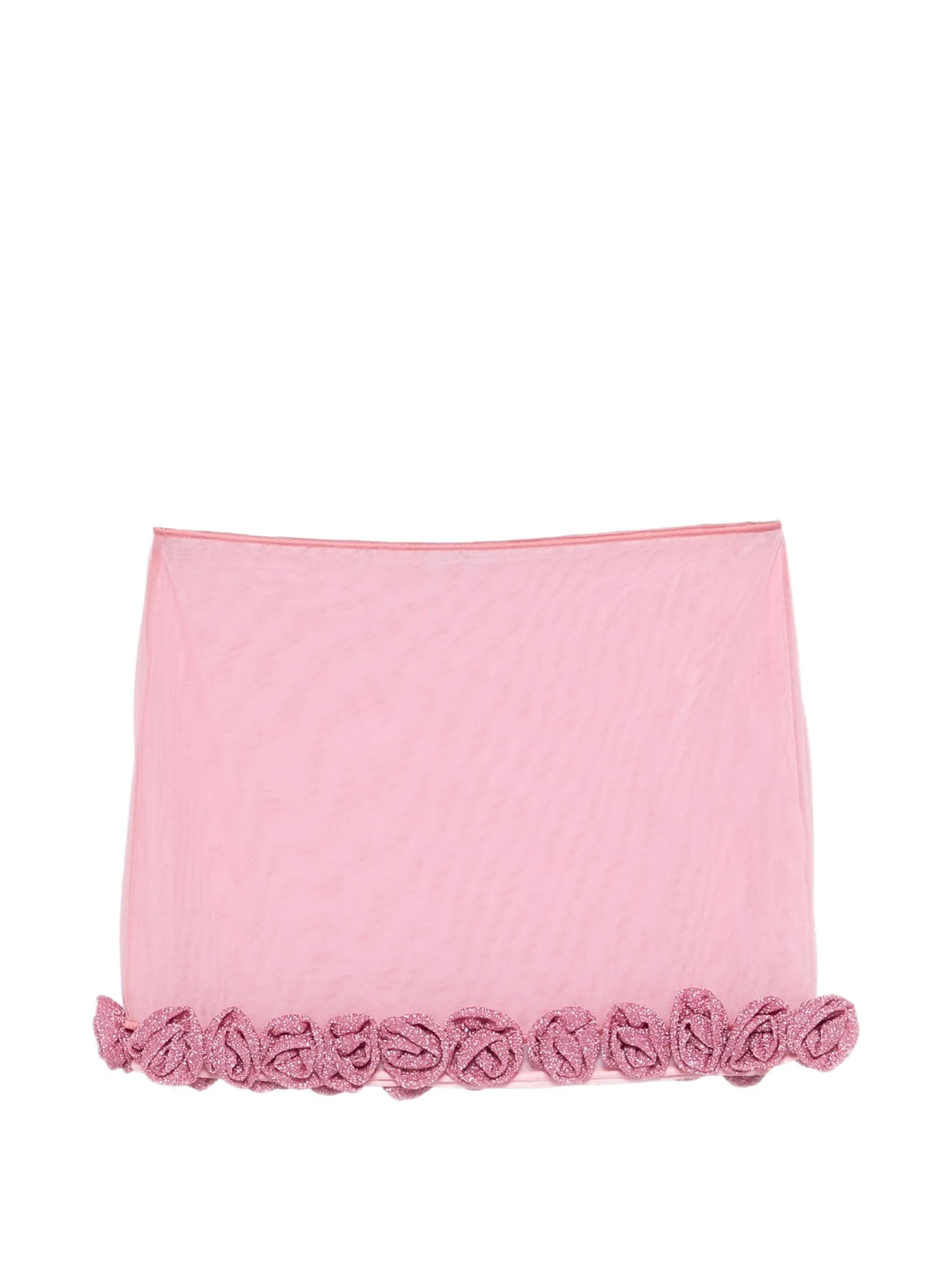 Oséree rose trim short skirt