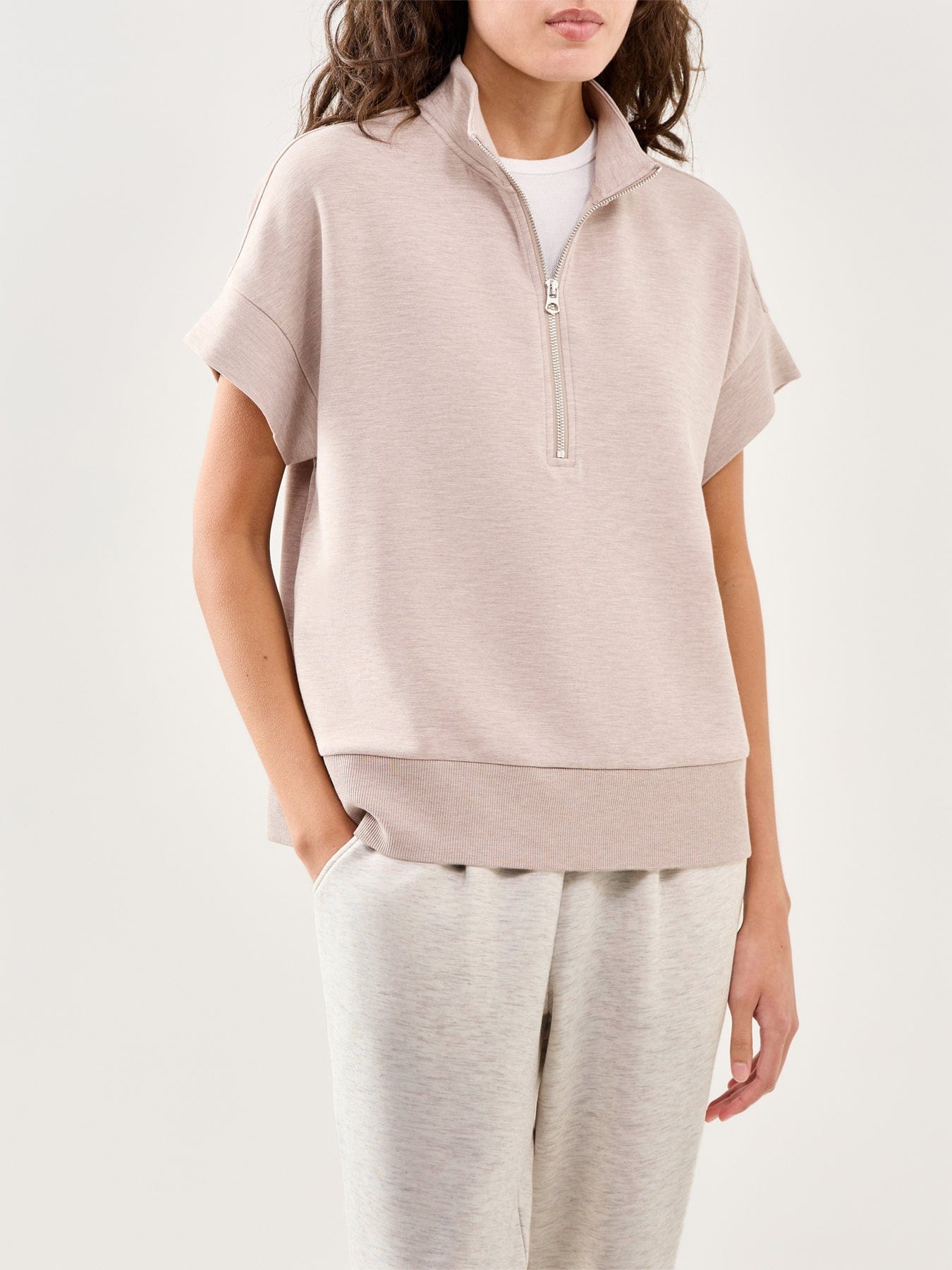 Varley Ritchie Short Sleeve Sweatshirt Beige