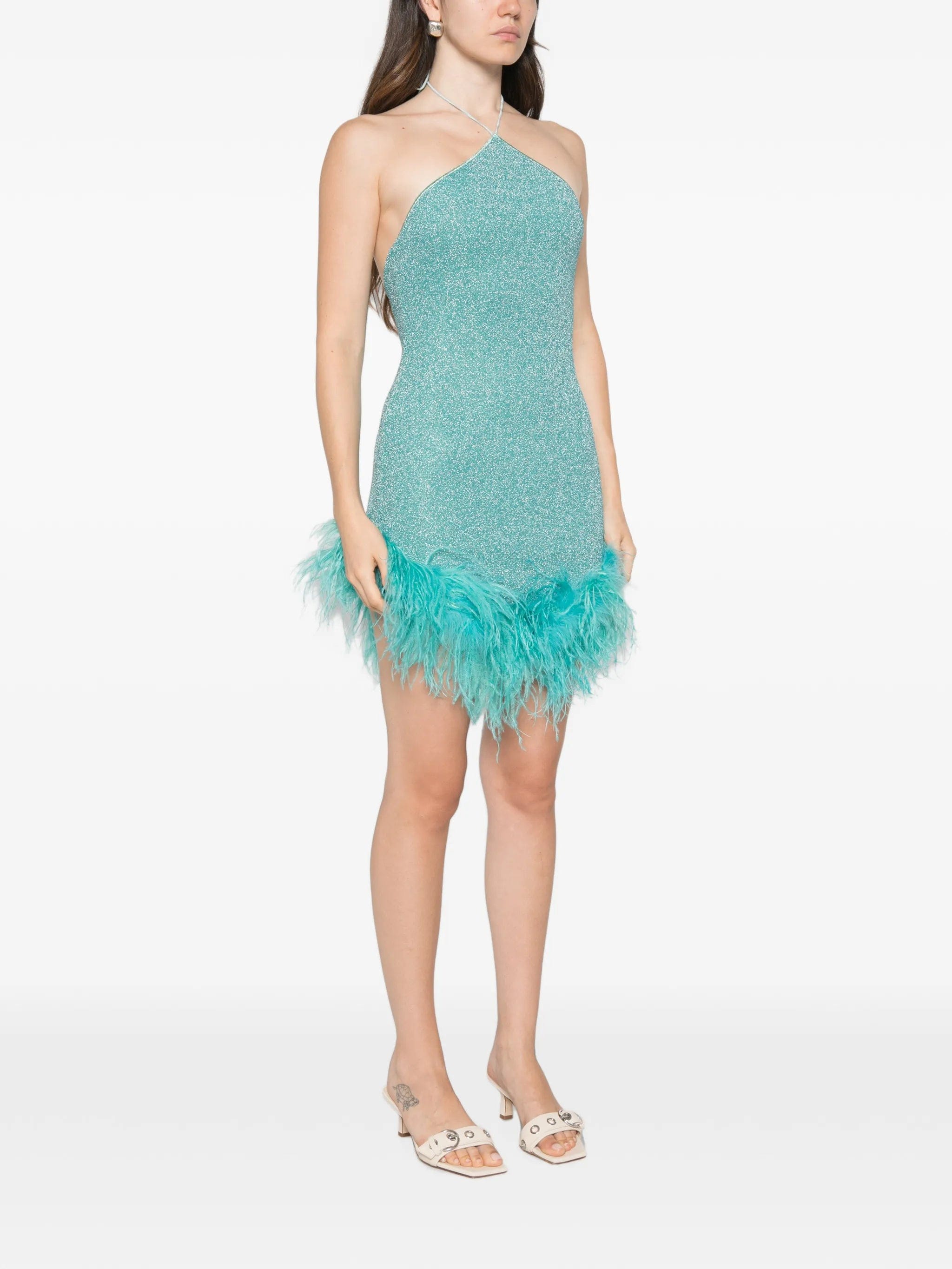 Oséree Lumiere feather - trim mini dress