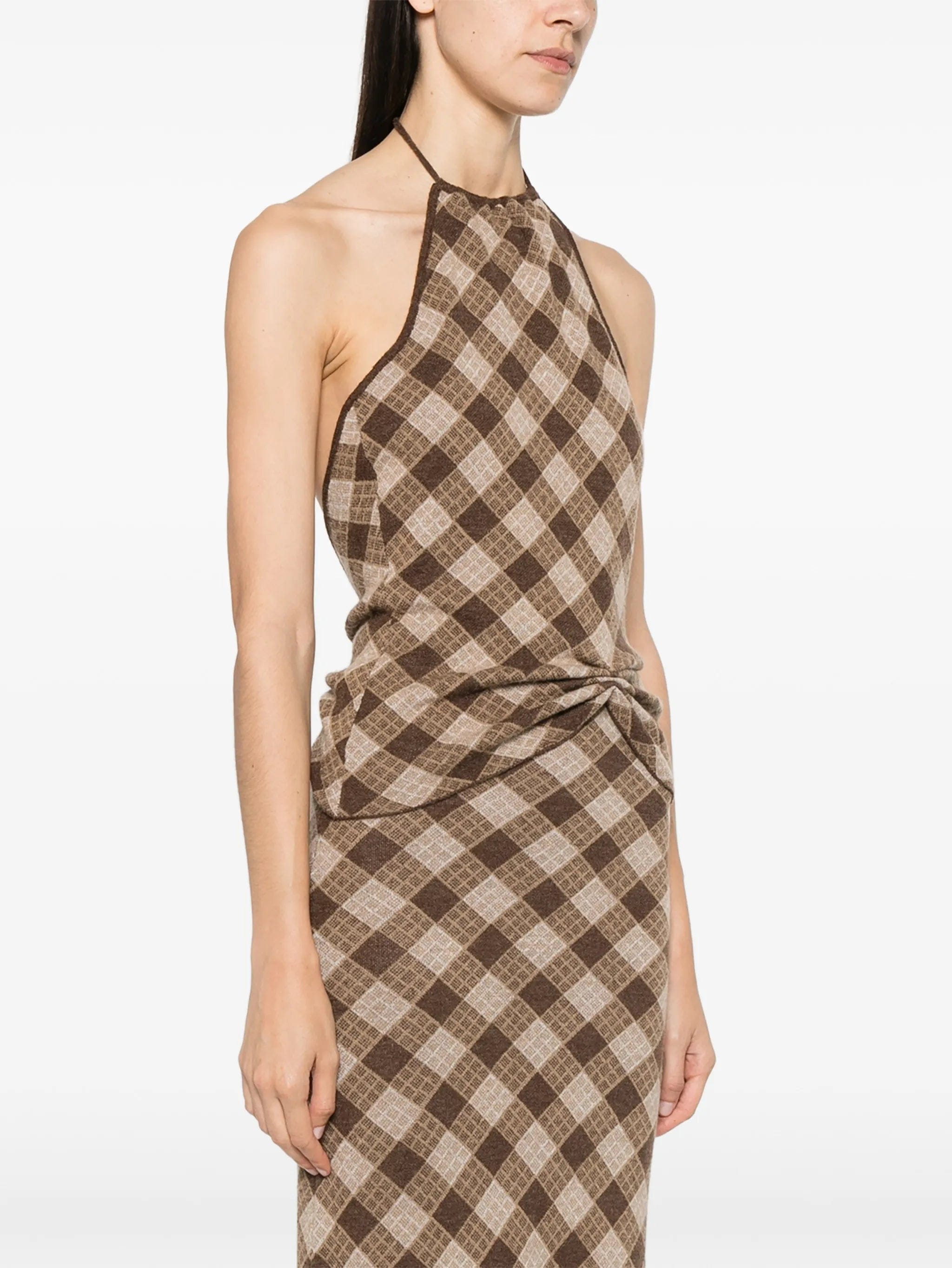 Aya Muse checkered halterneck blouse