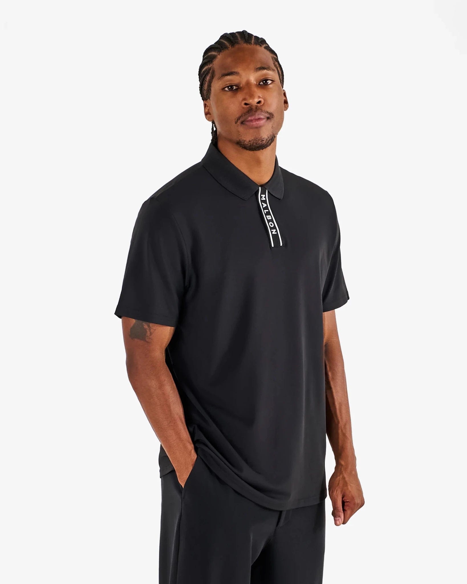 Malbon Golf Malbon Block Placket Polo Black – Golf Lifestyle Polo
