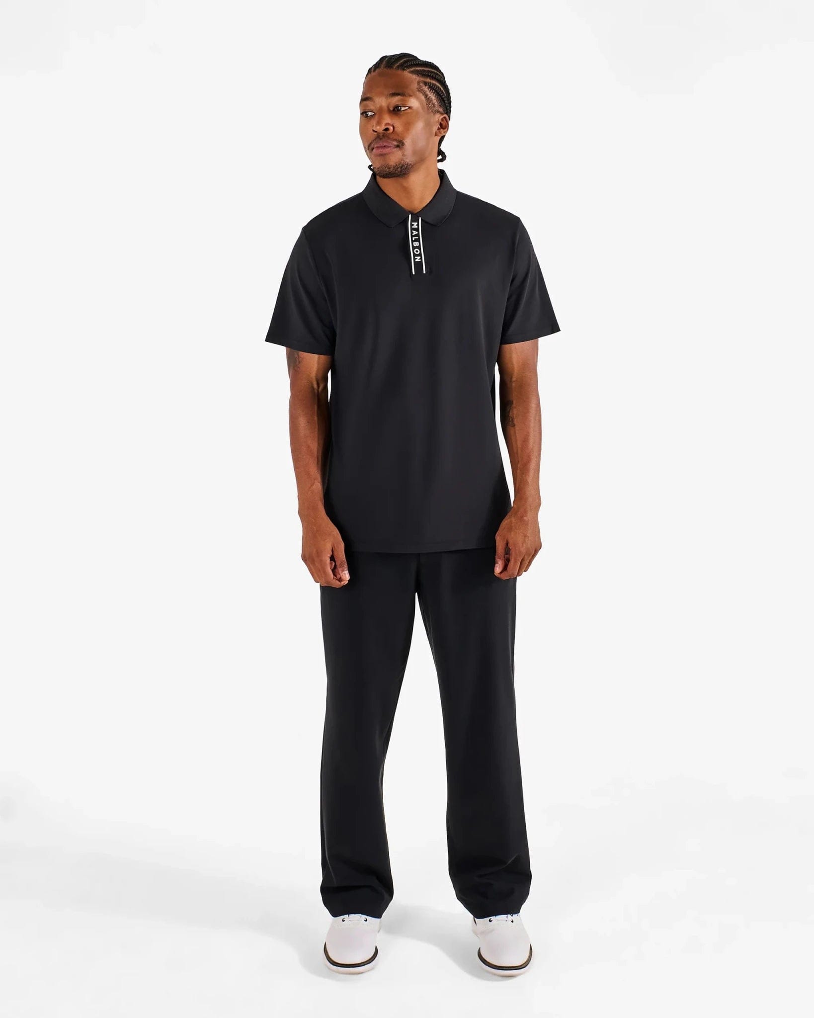 Malbon Golf Malbon Block Placket Polo Black – Golf Lifestyle Polo