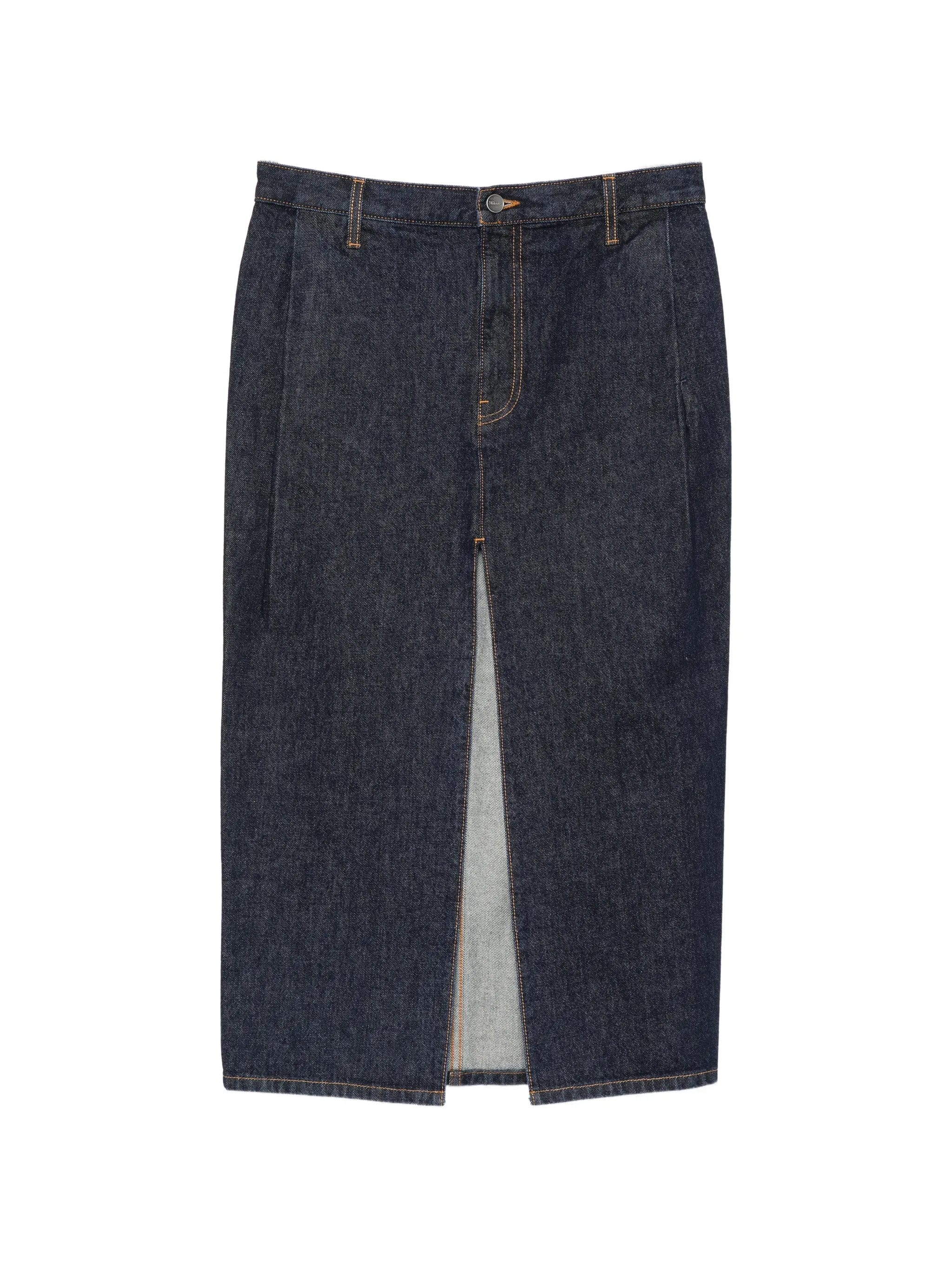 Khaite Anden front - slit denim skirt