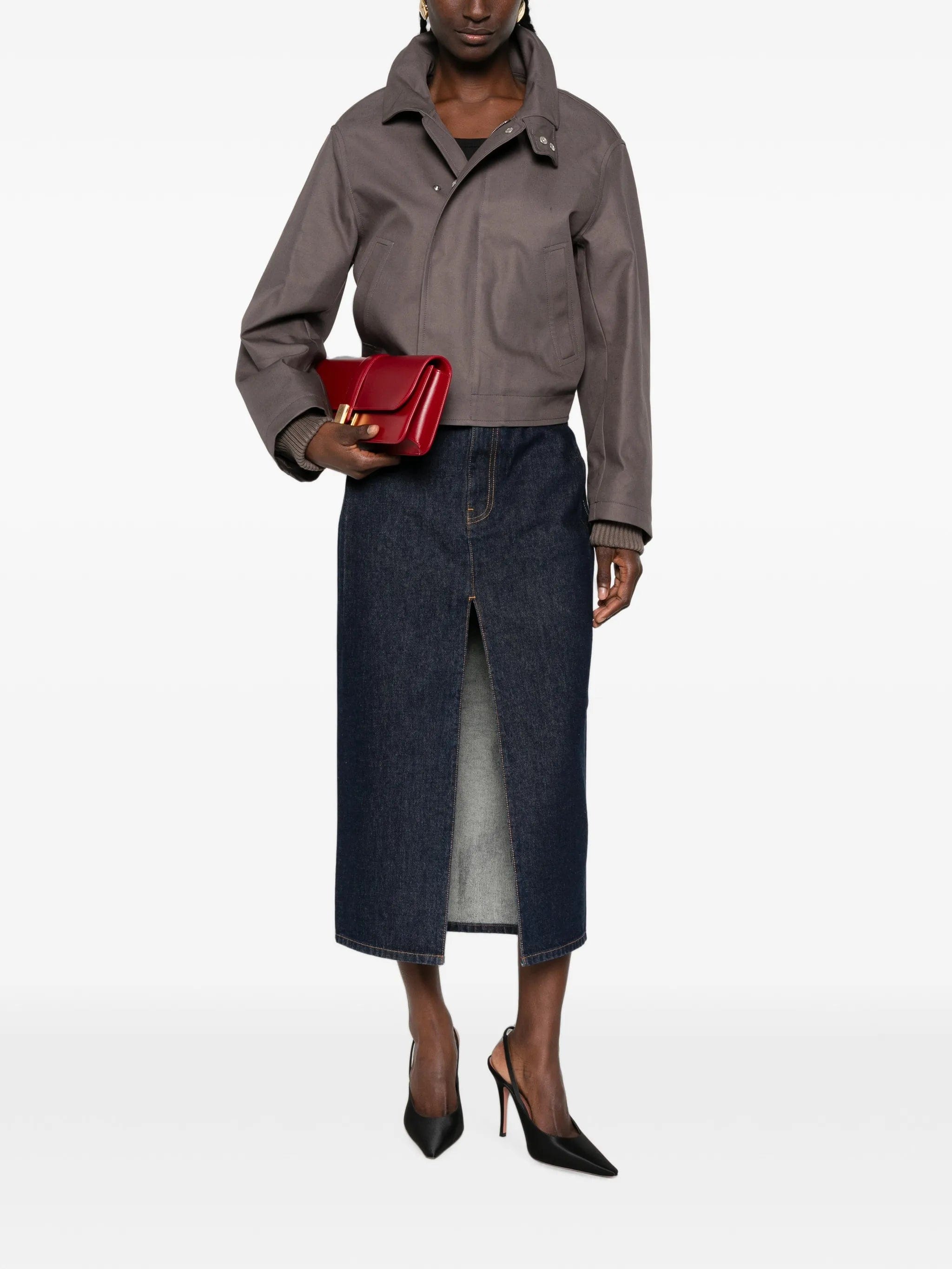 Khaite Anden front - slit denim skirt