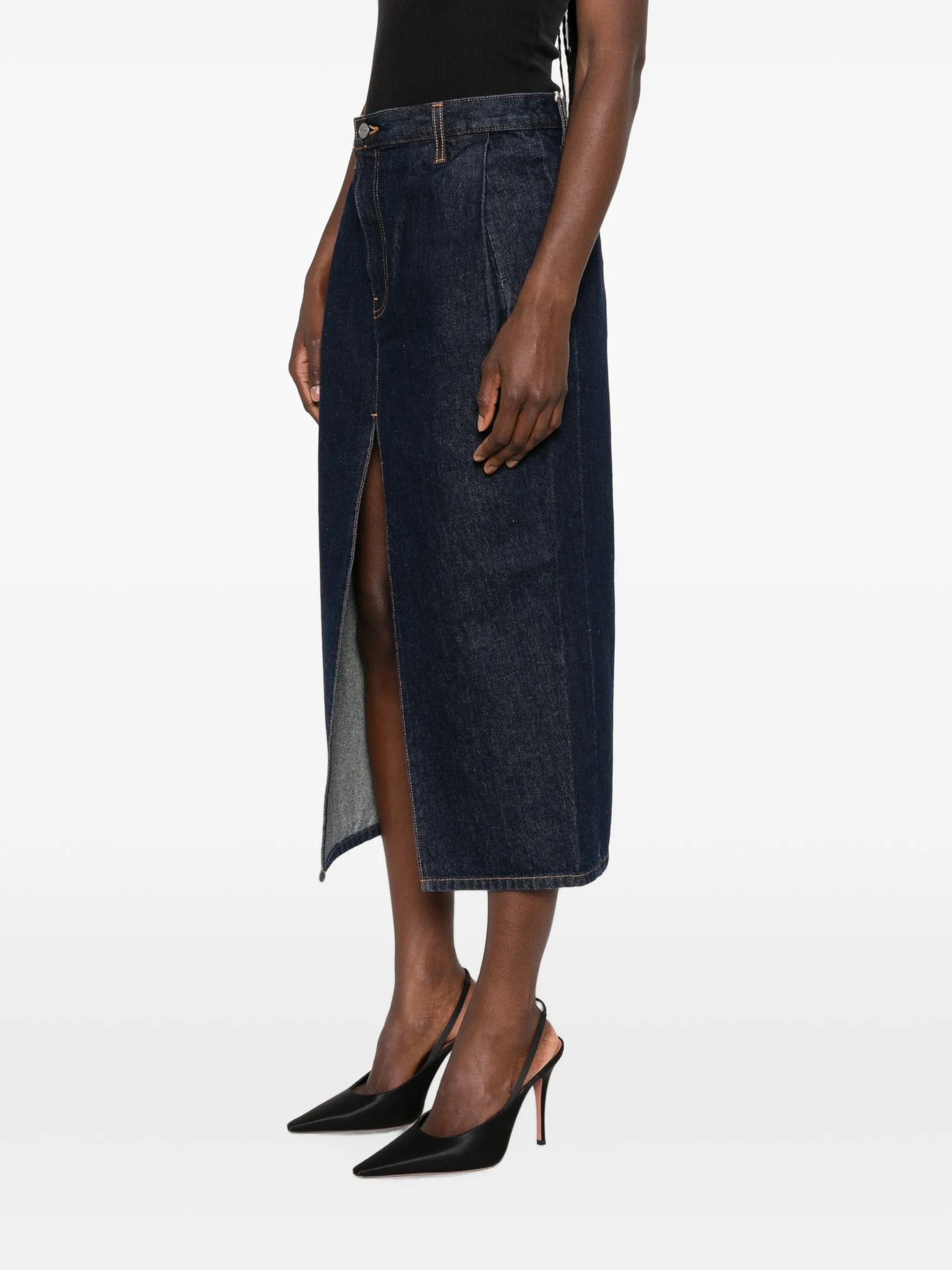 Khaite Anden front - slit denim skirt