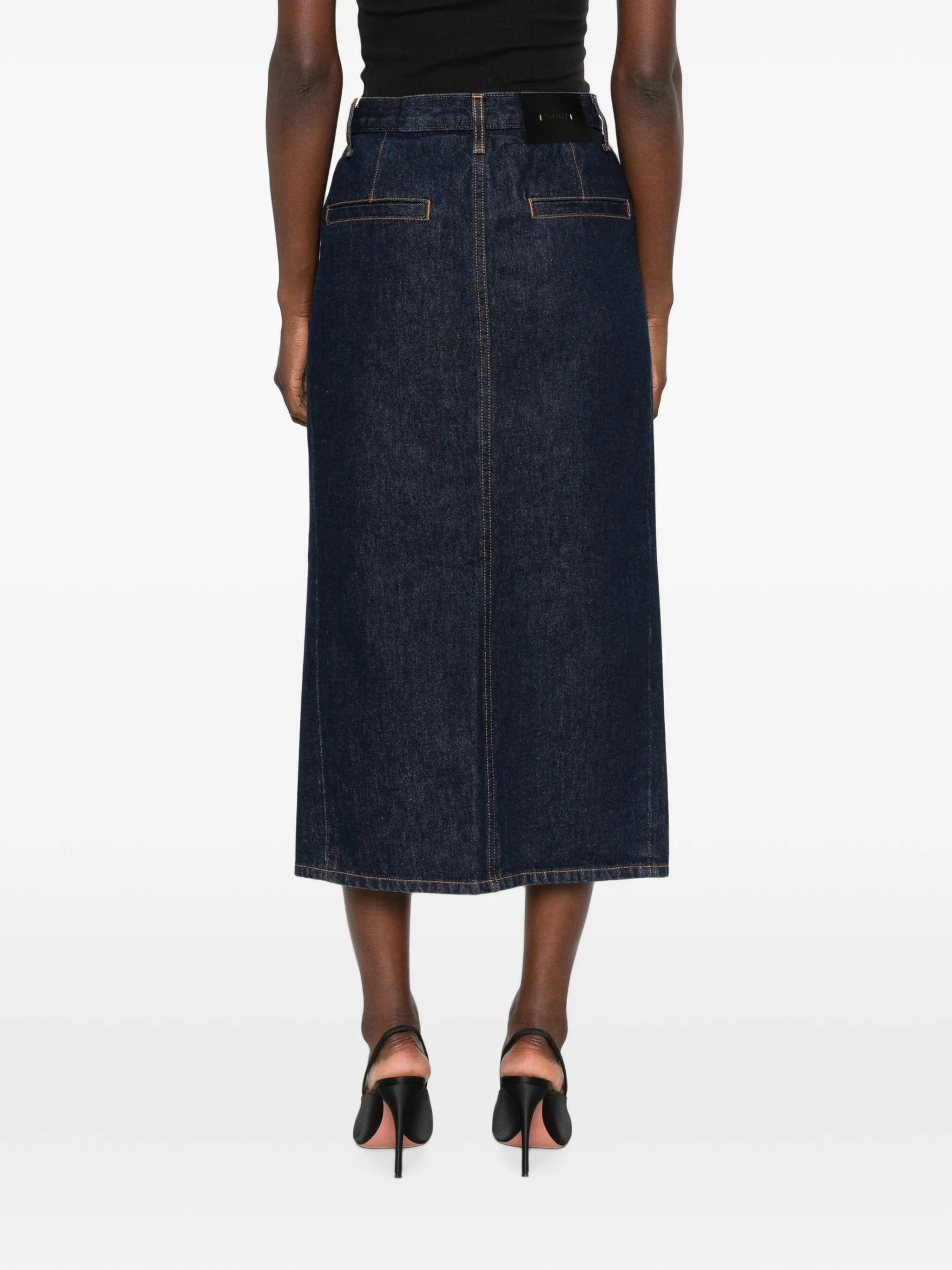 Khaite Anden front - slit denim skirt