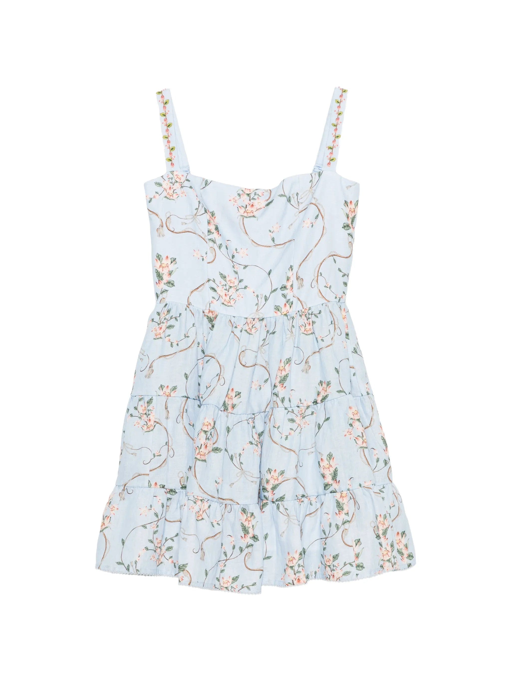 Agua by Agua Bendita Lima floral - print tiered mini dress