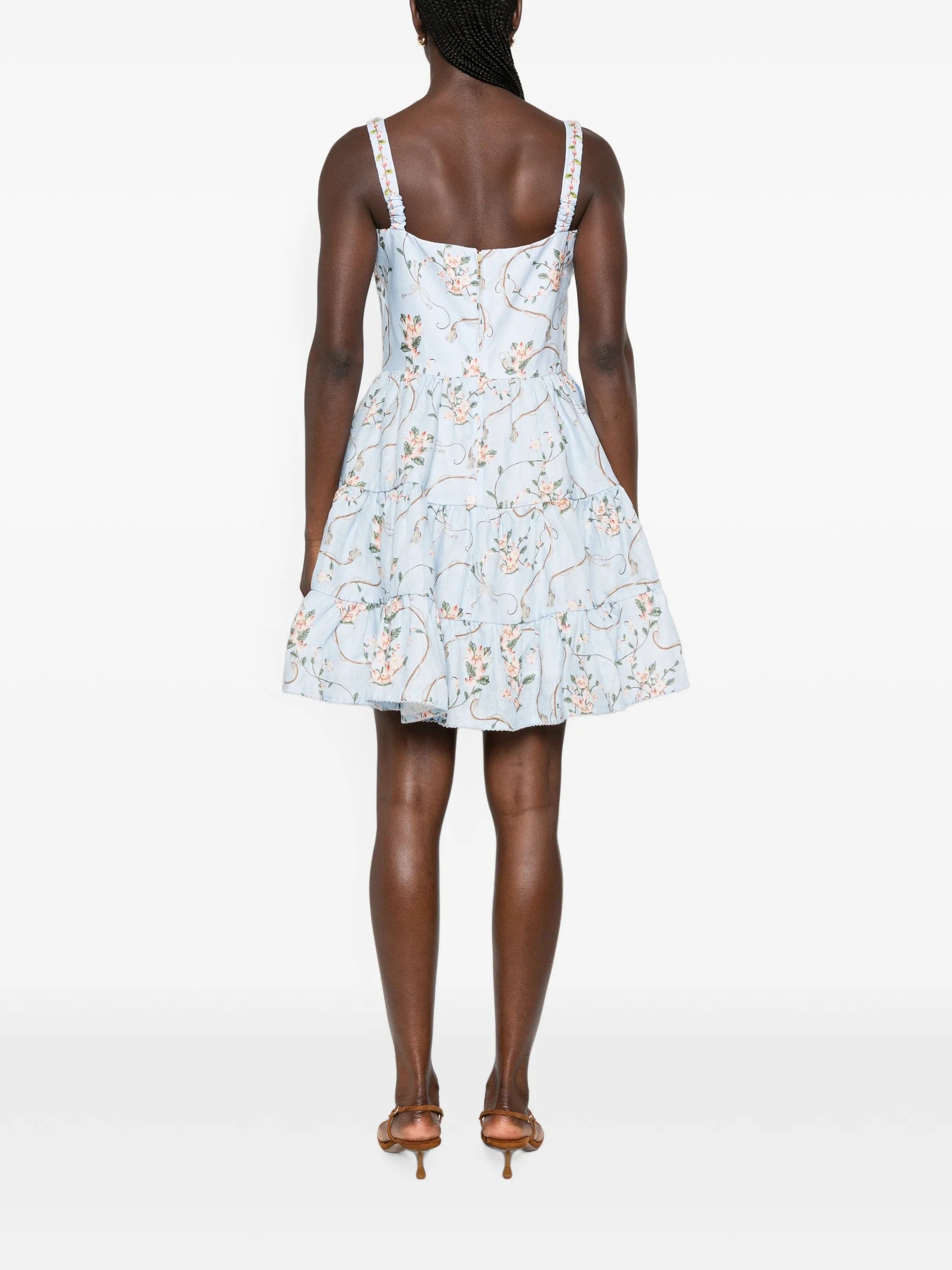 Agua by Agua Bendita Lima floral - print tiered mini dress