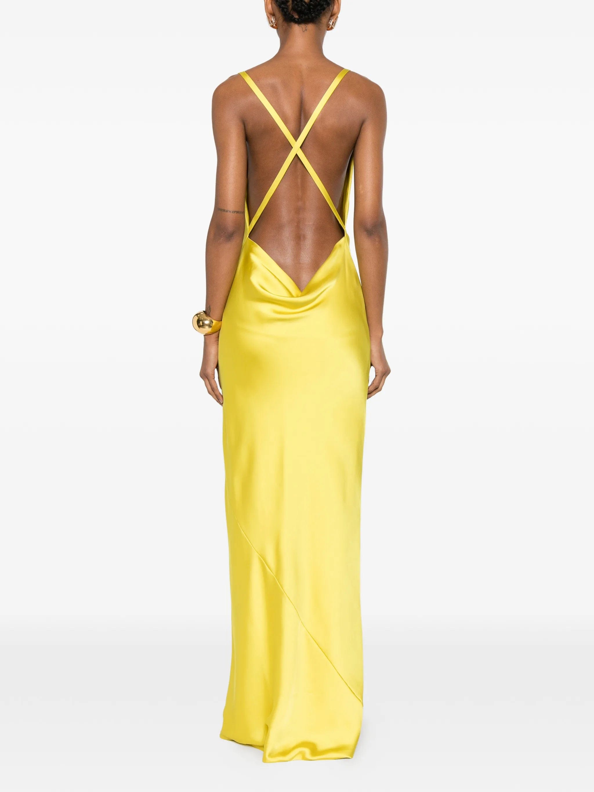 Norma Kamali cross - back bias - cut gown