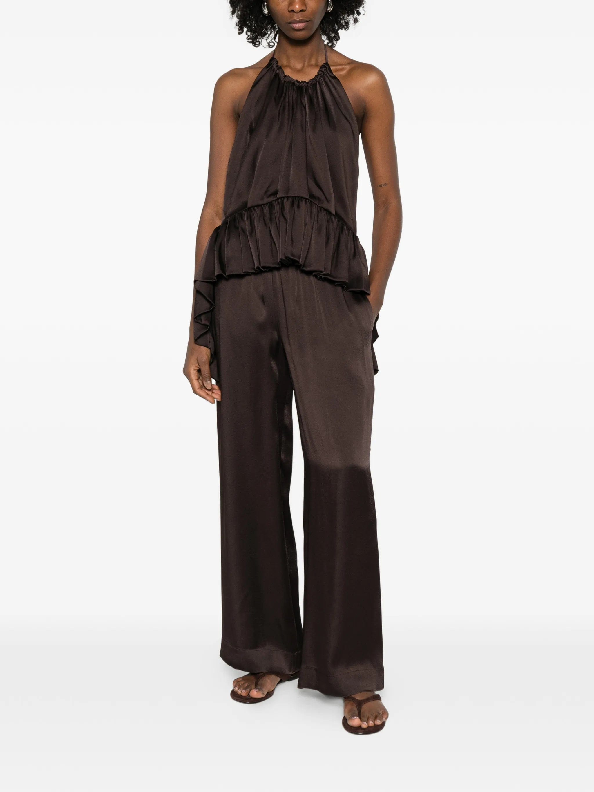 Liberowe pleated front palazzo trousers