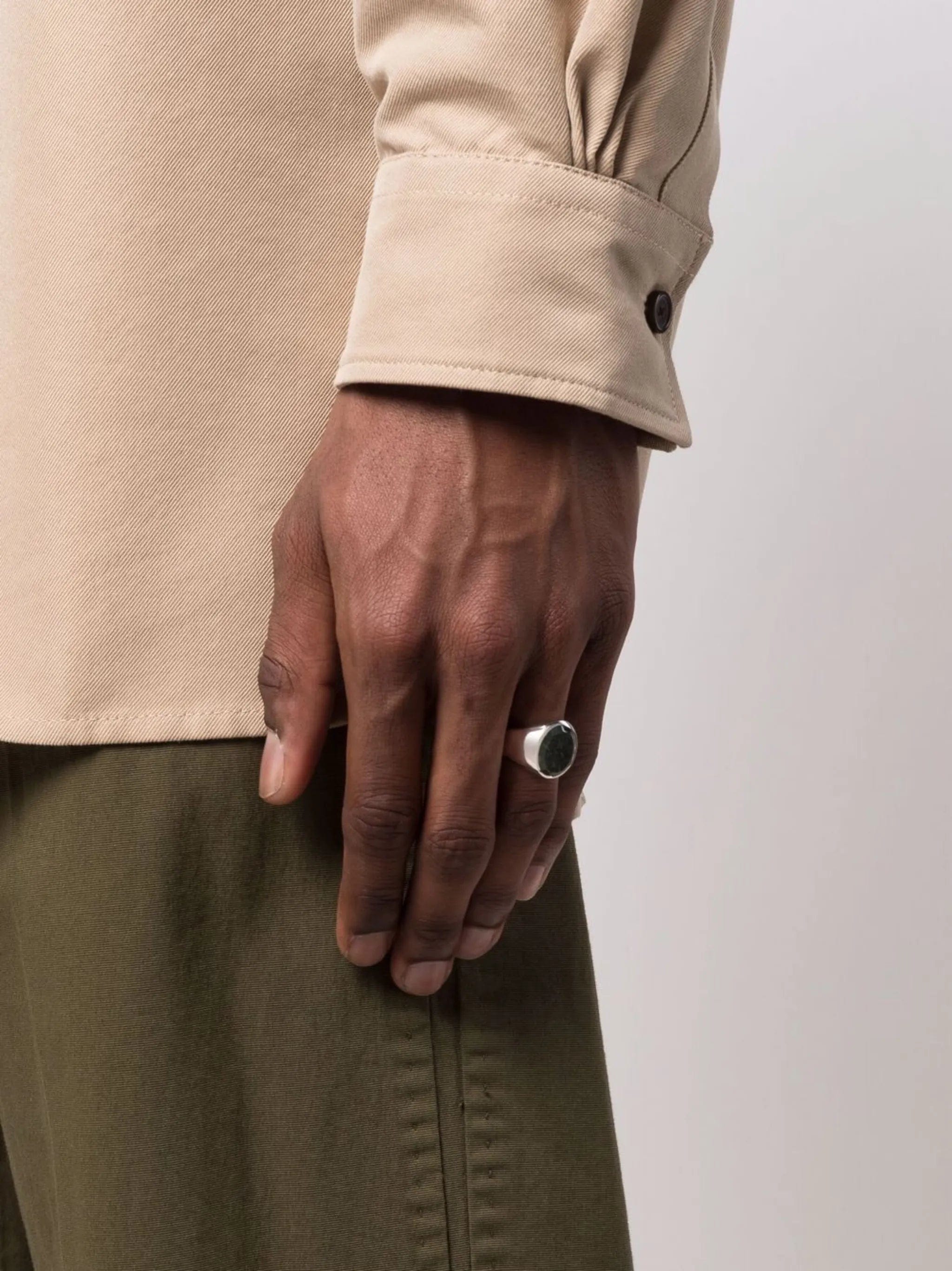 Tom Wood oval green marble ring