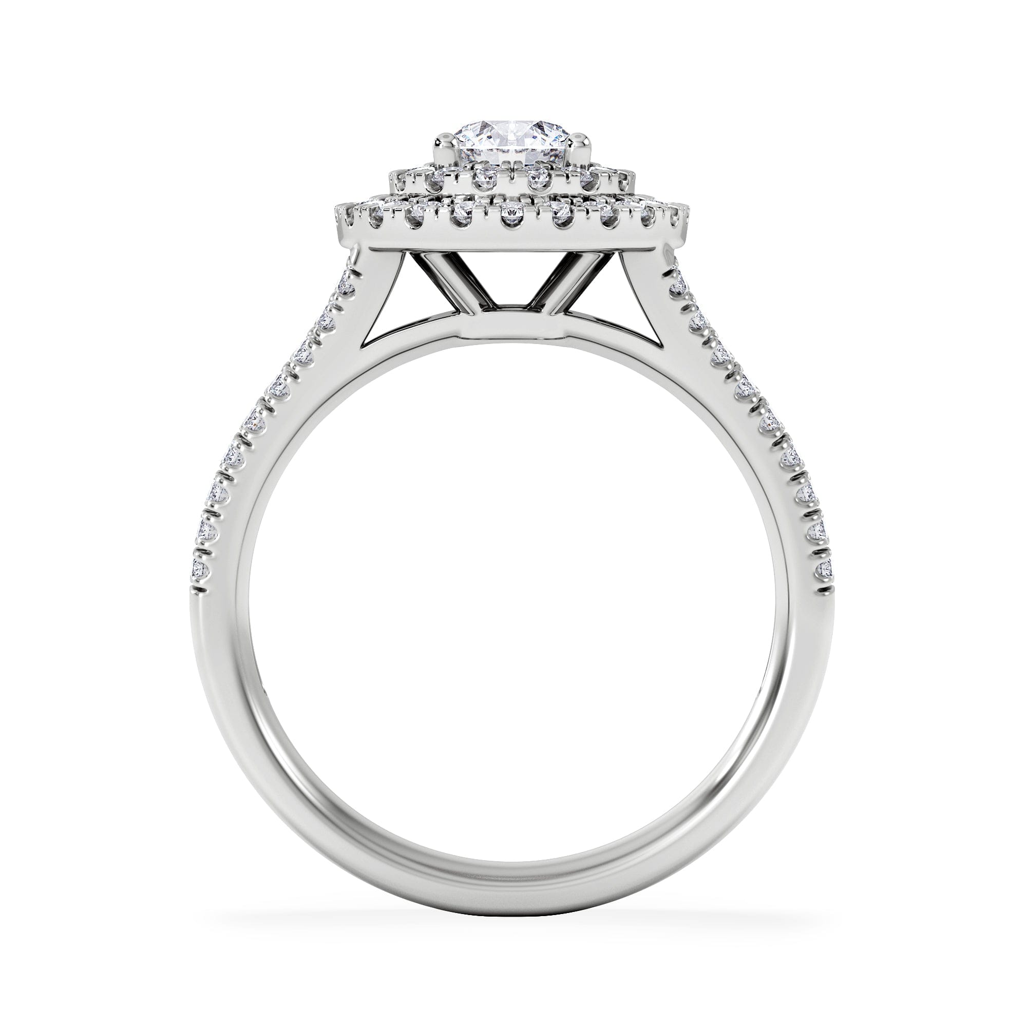 Camilla Diamond Halo Engagement Ring 18K White Gold 1.15ct G/SI2