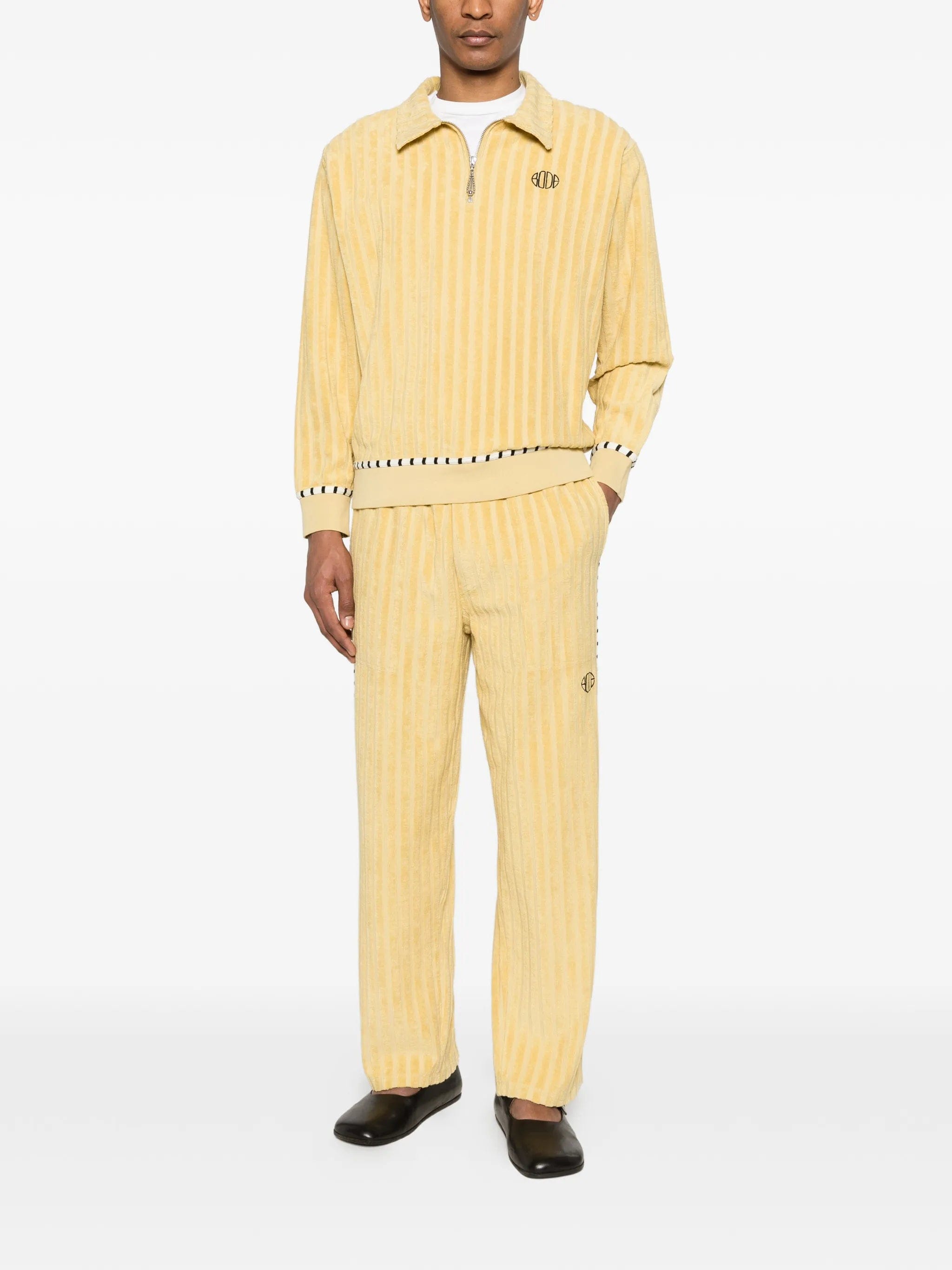 BODE vertical stripe zip polo shirt