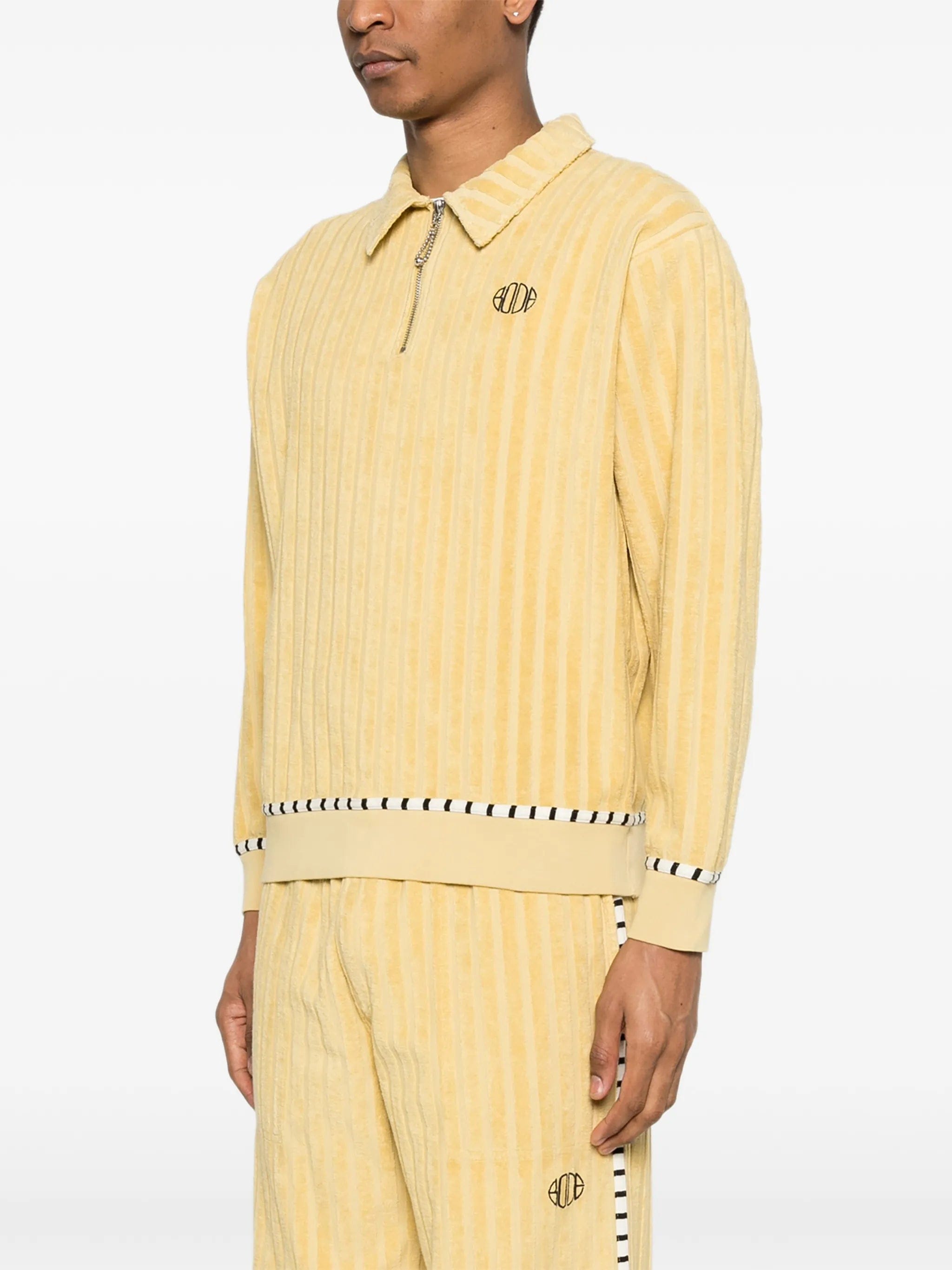 BODE vertical stripe zip polo shirt
