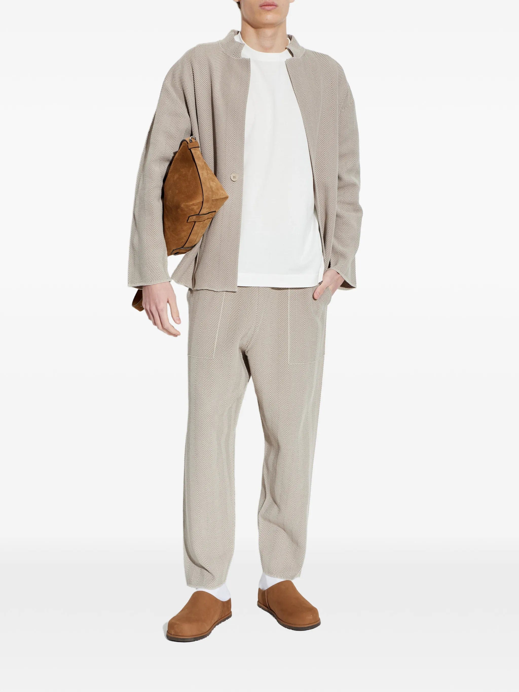 Homme Plissé Issey Miyake herringbone elasticated trousers