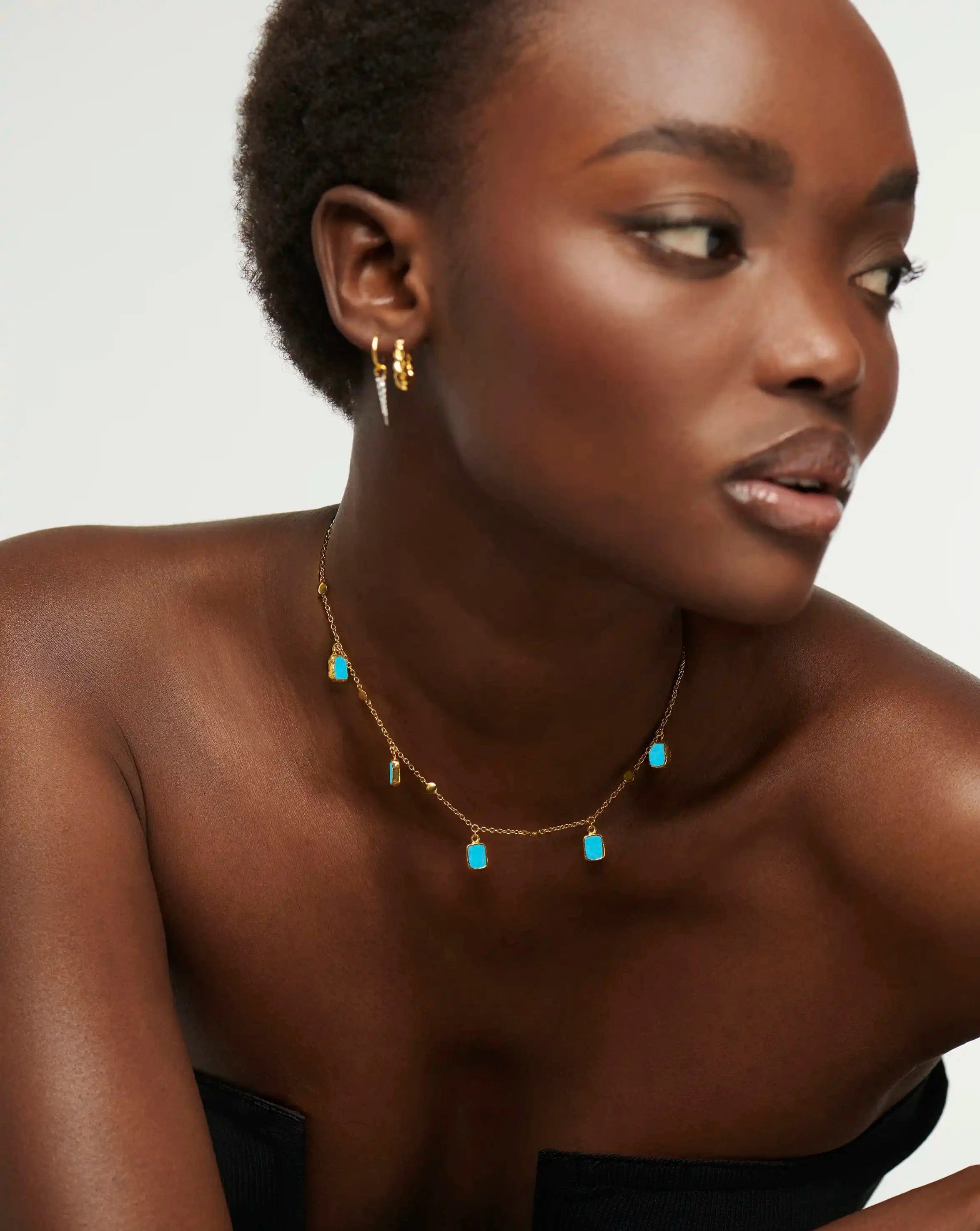 Missoma Lena Charm Choker | 18ct Gold Plated/Turquoise