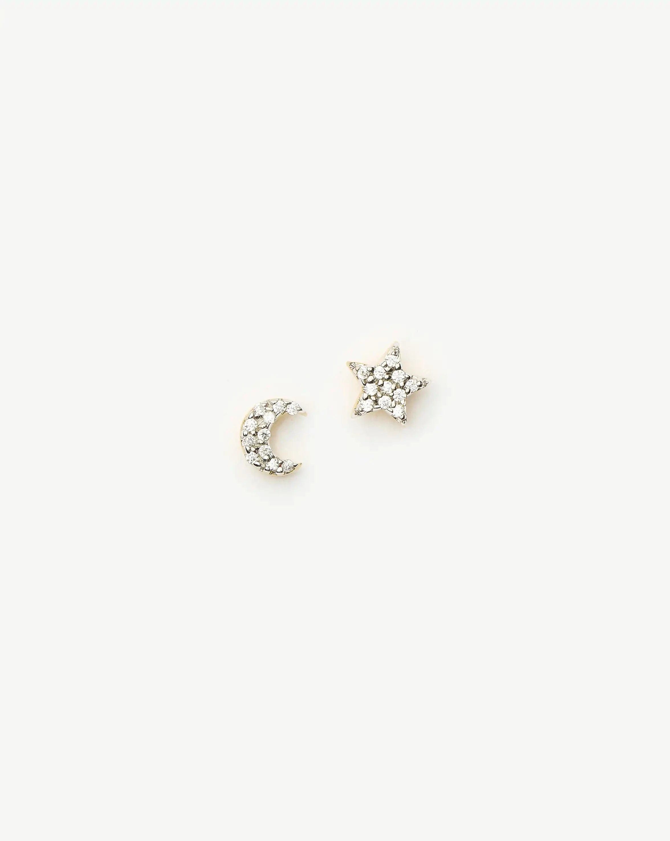 Missoma Pave Star Moon Stud Earrings