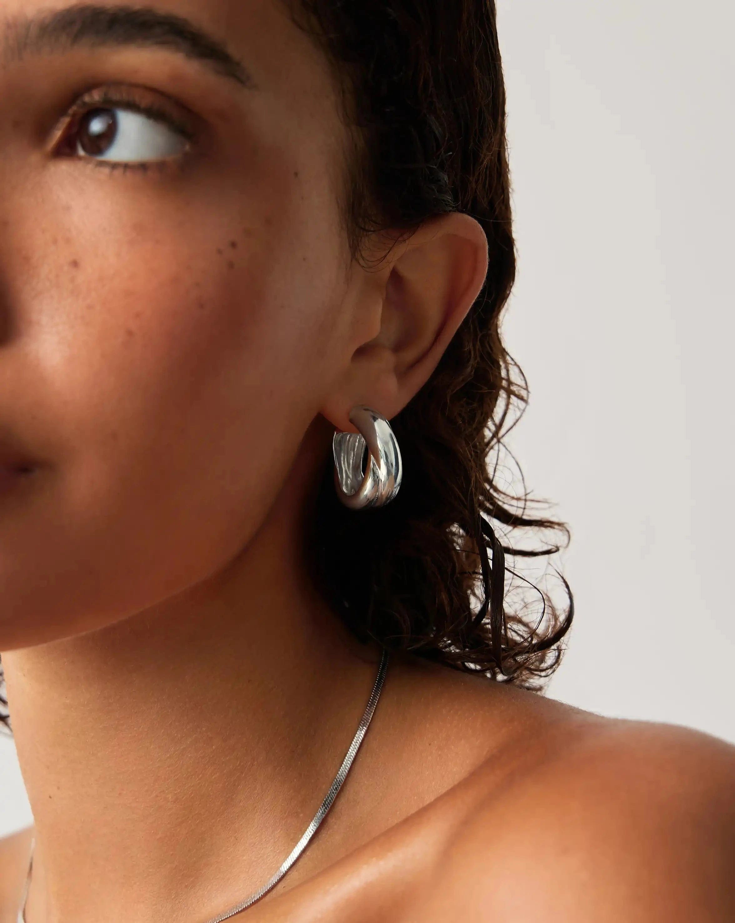 Missoma Lucy Williams Chunky Medium Entwine Hoop Earrings | Silver Plated