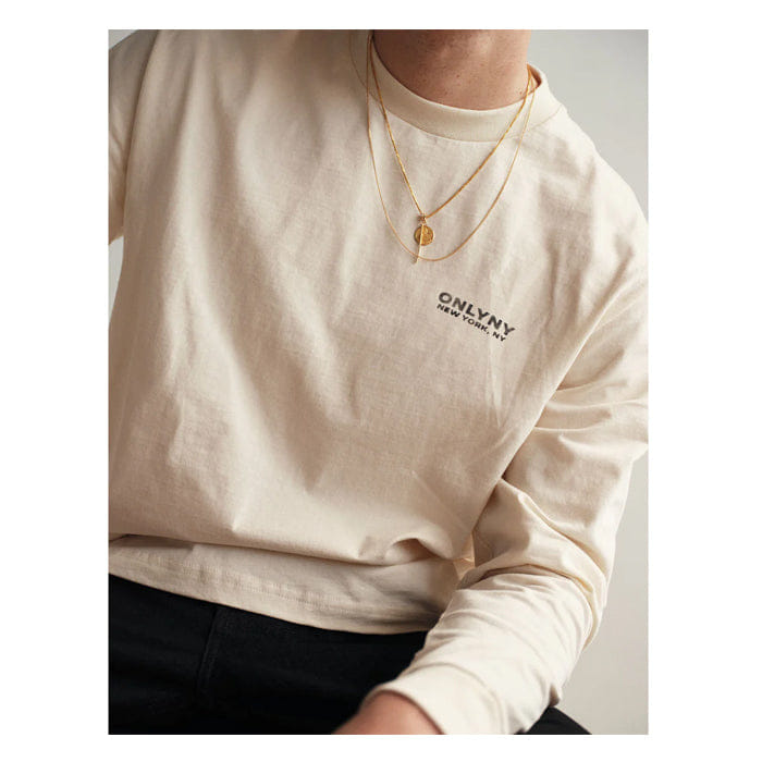 ONLY NY GREENWICH CHARCOAL LONG SLEEVE T - SHIRT