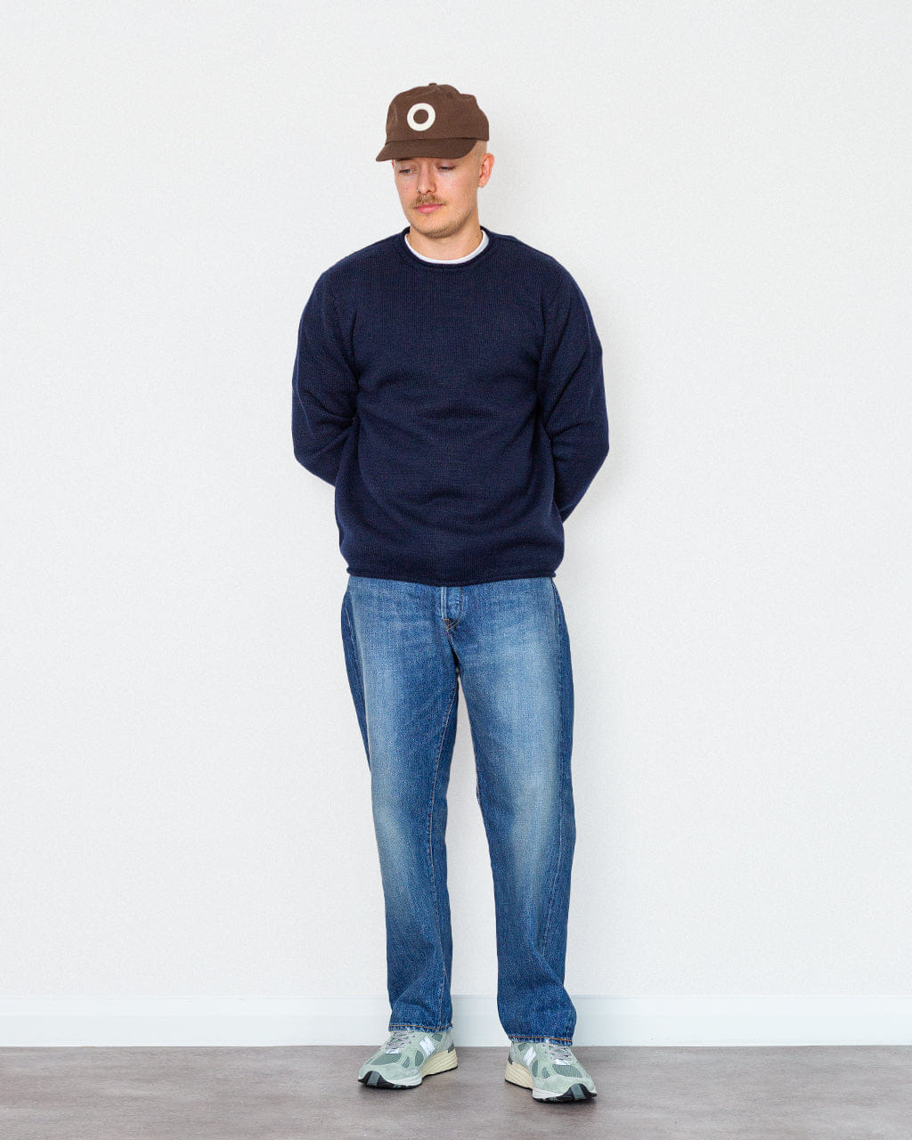 Inis Meáin Textured Roll Trim Tunic - Navy Marl