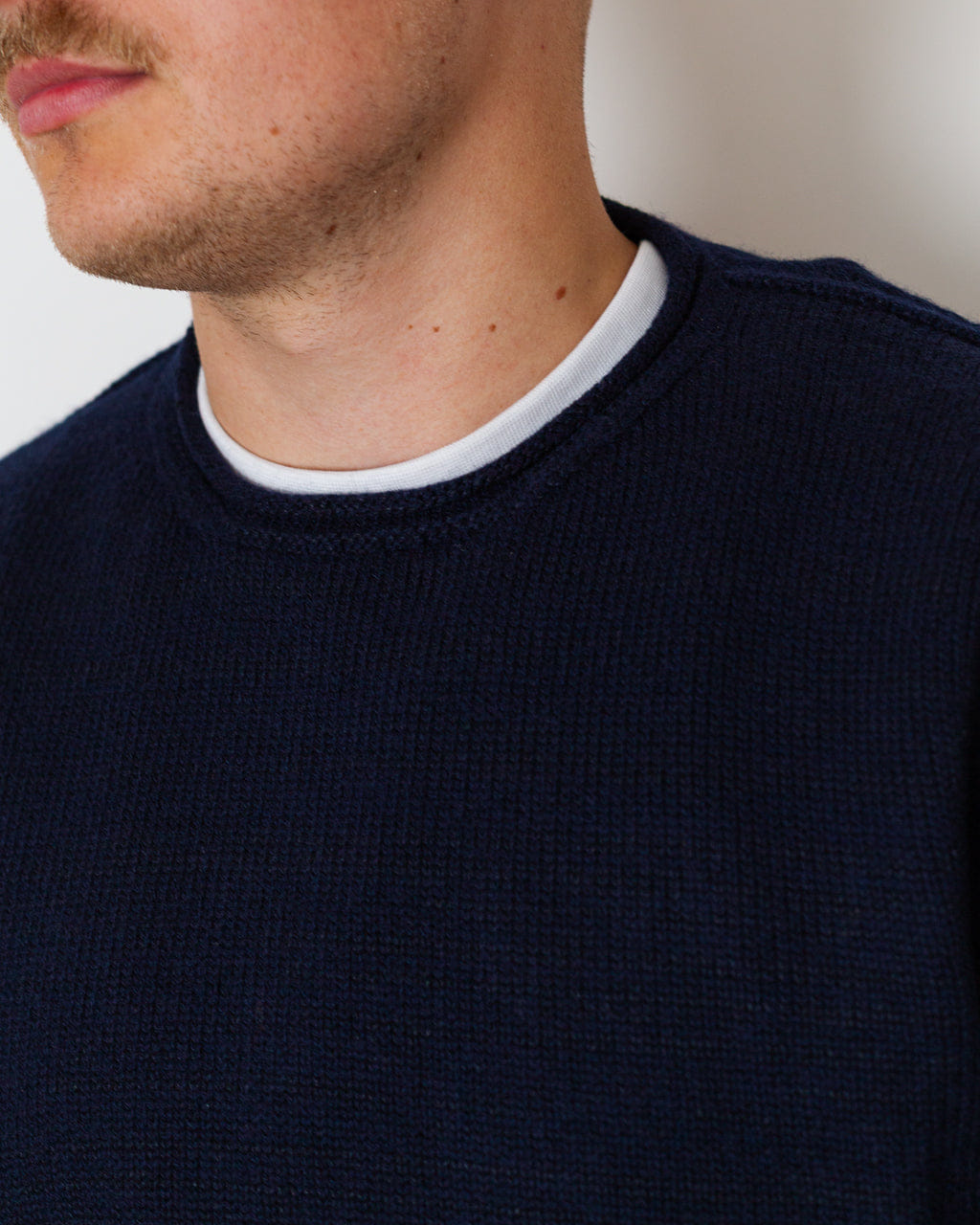 Inis Meáin Textured Roll Trim Tunic - Navy Marl