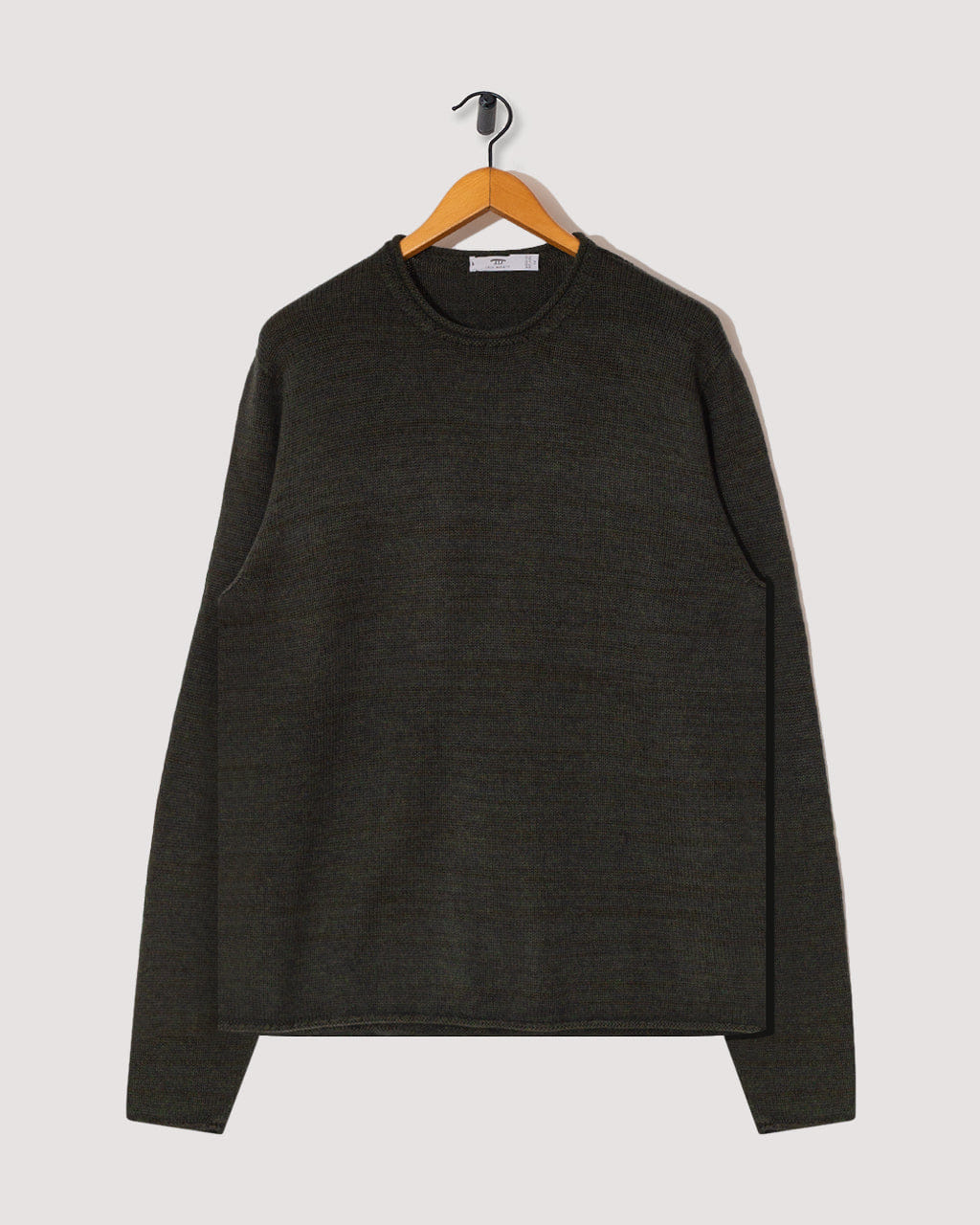 Inis Meáin Textured Roll Trim Tunic - Green Marl