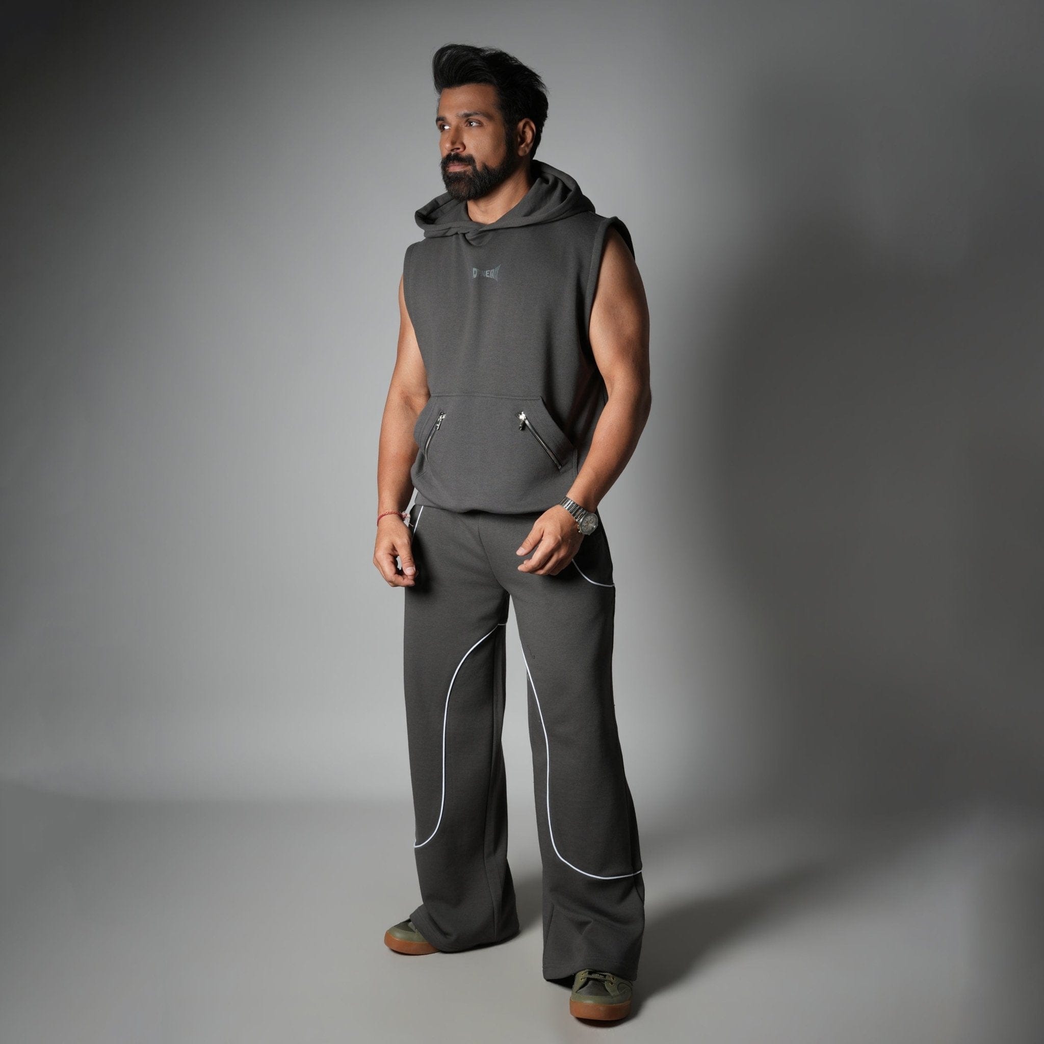 Hophead CHARCOAL AXIS SLEEVELESS HOODIE