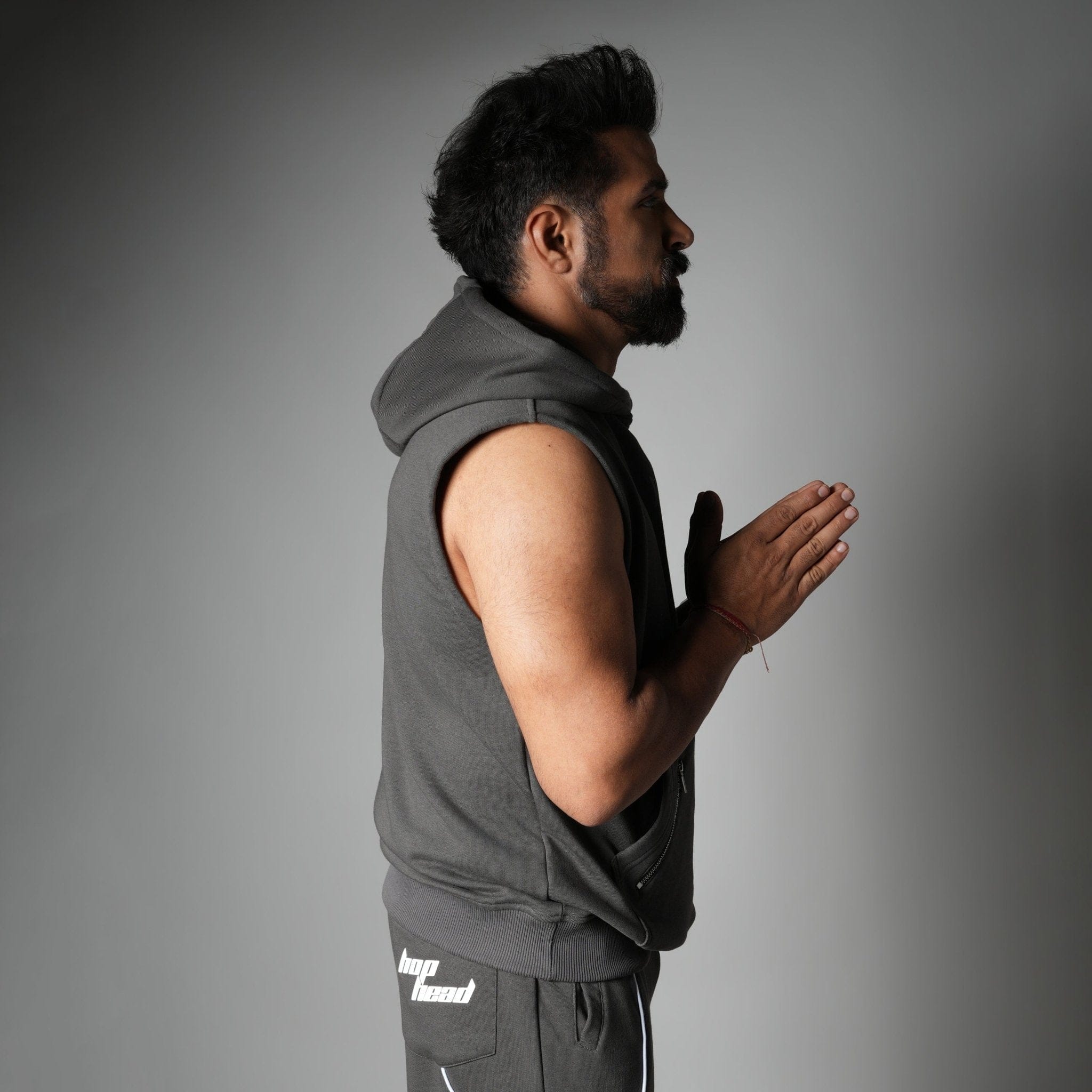 Hophead CHARCOAL AXIS SLEEVELESS HOODIE
