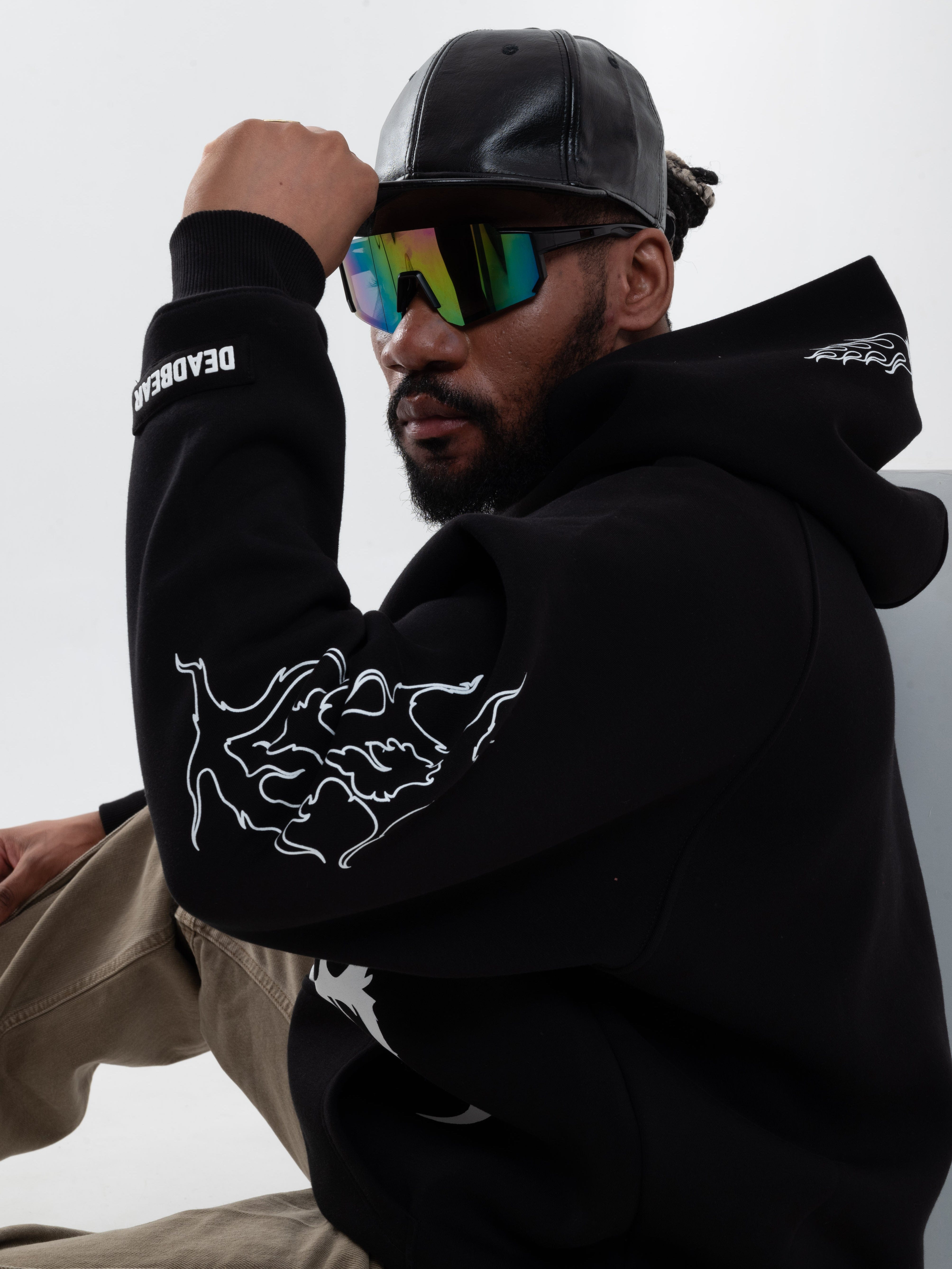 Deadbear Flames Hoodie Black