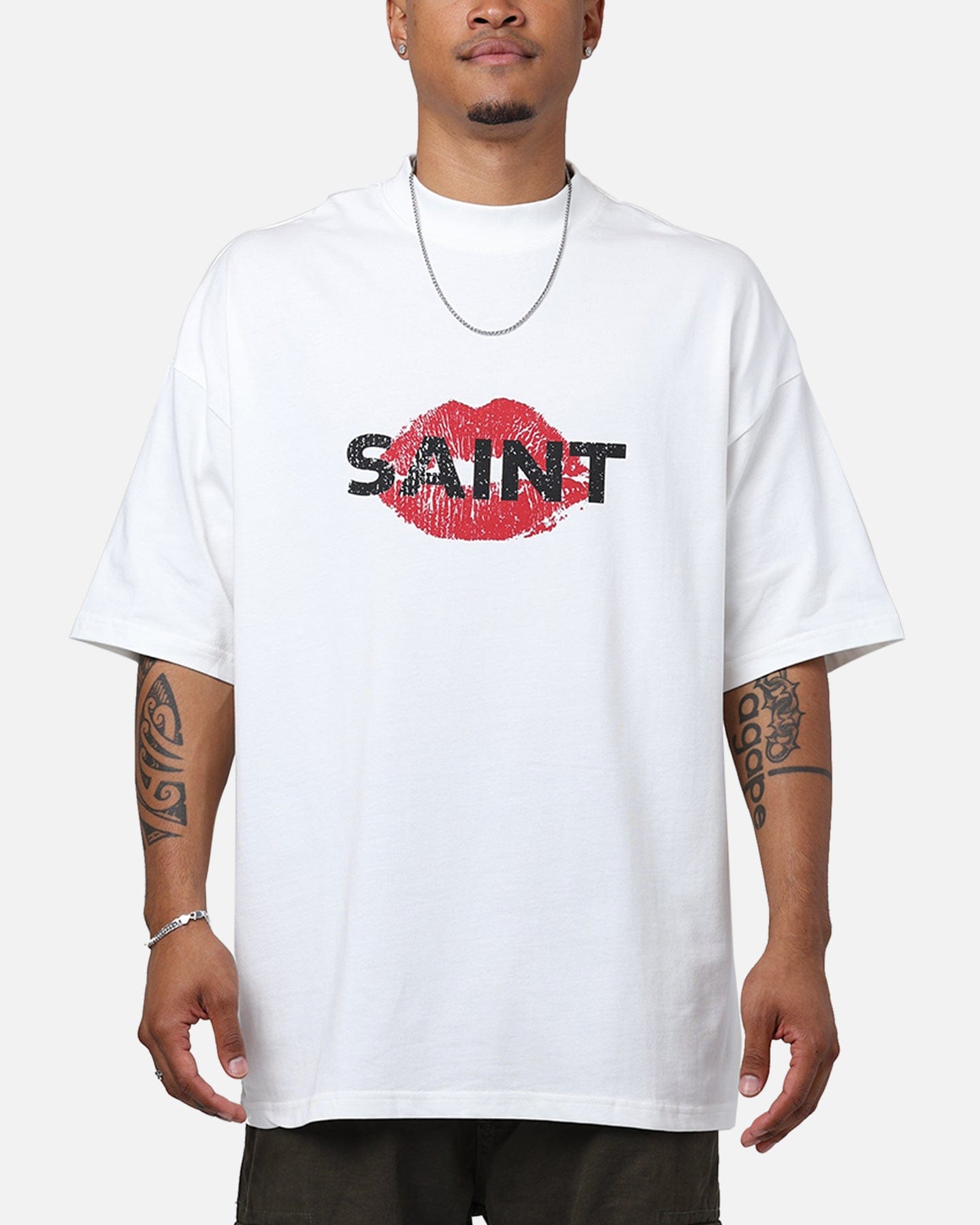 Saint Morta Love Helpline Mock T - Shirt Off - White