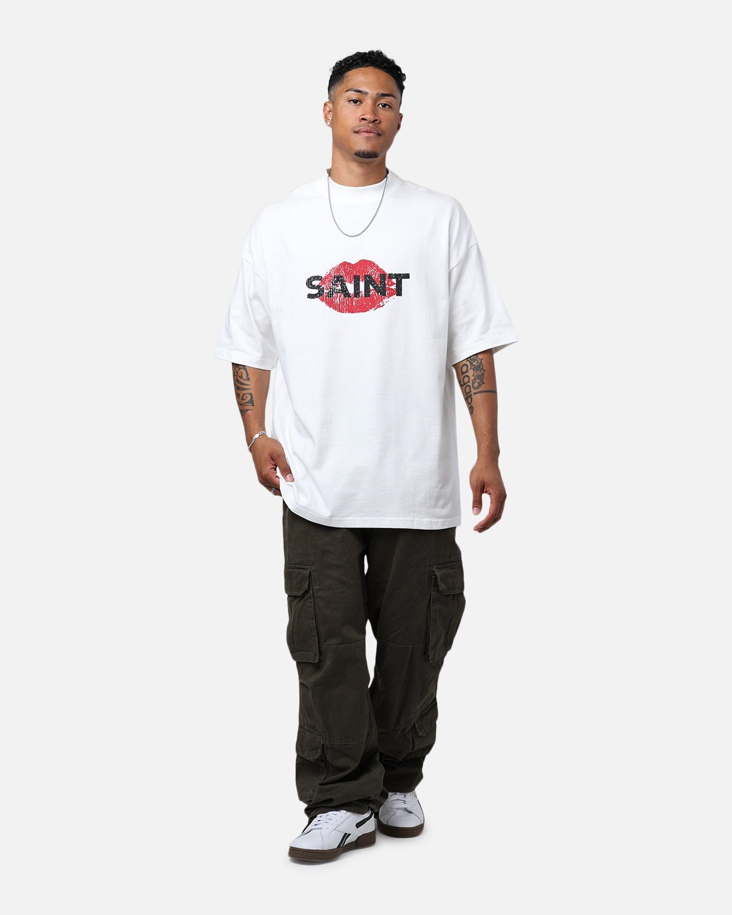 Saint Morta Love Helpline Mock T - Shirt Off - White