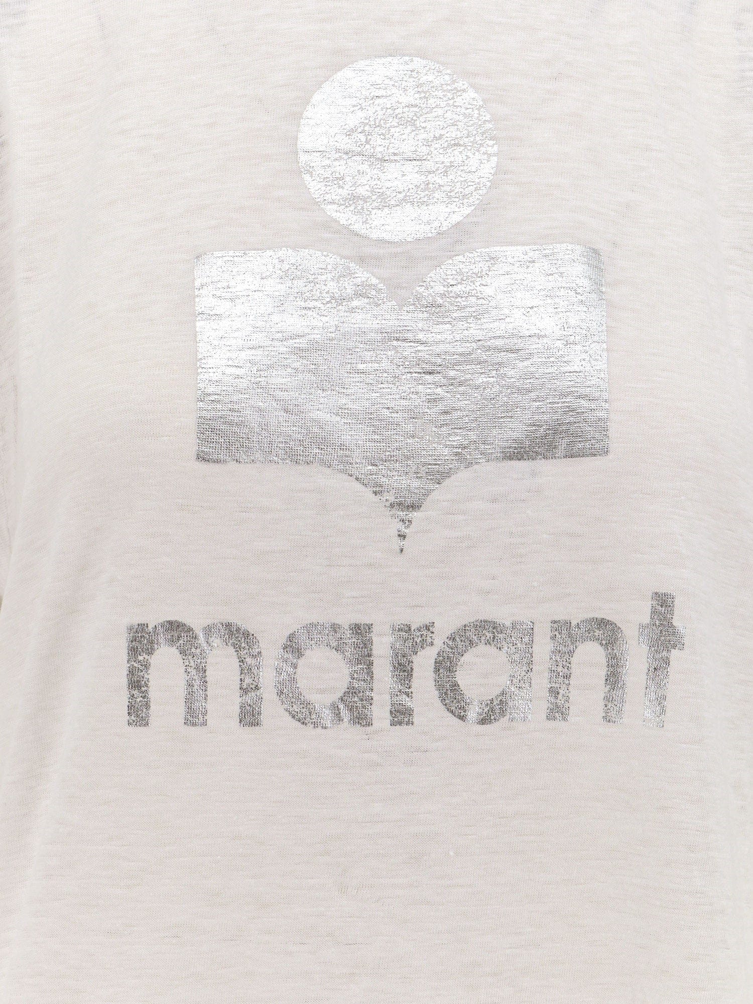 Marant Etoile Linen t - shirt with laminated logo on the front
