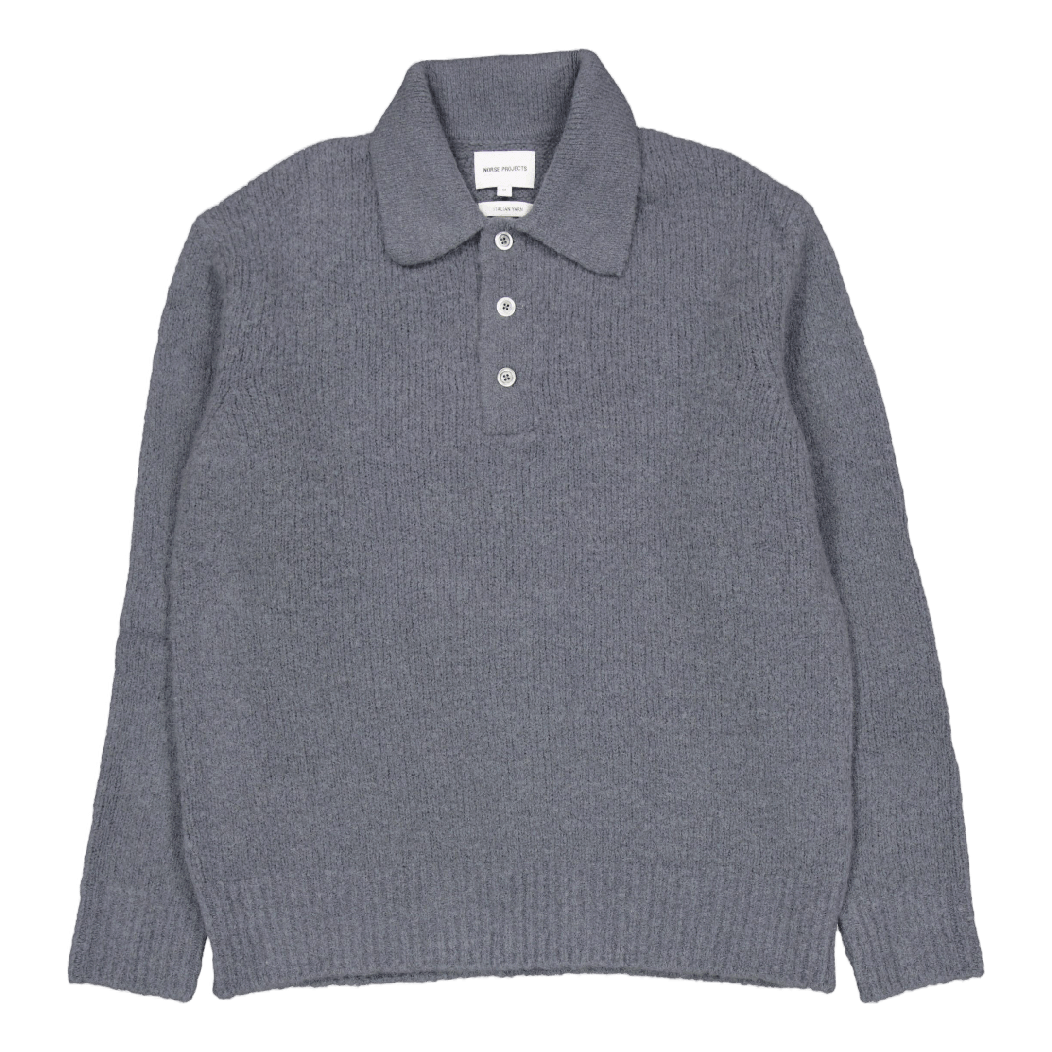 Norse Projects Rasmus Relaxed Brushed Polo 1047 Mouse Grey