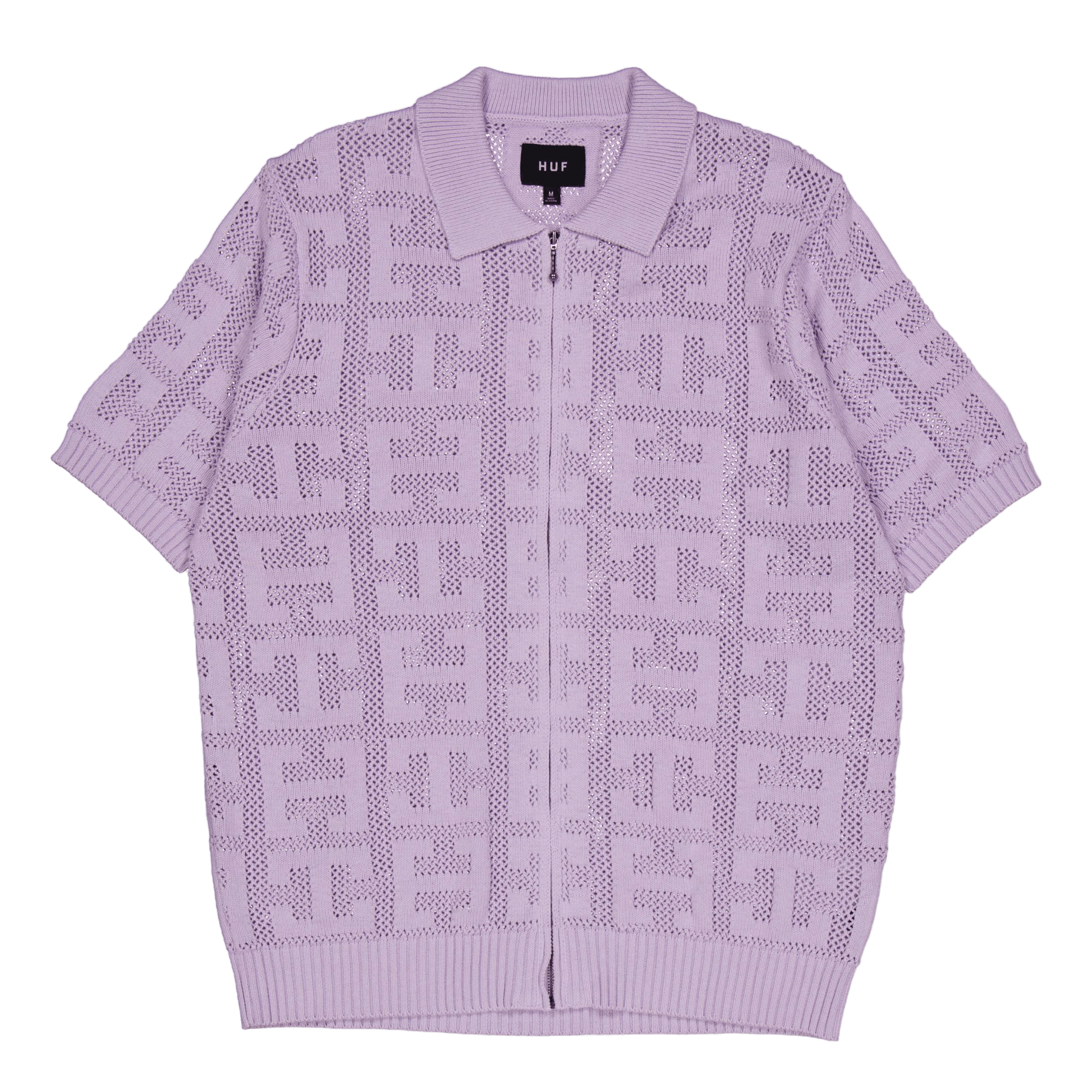 HUF Monogram Jacquard Zip Sweater Lavender