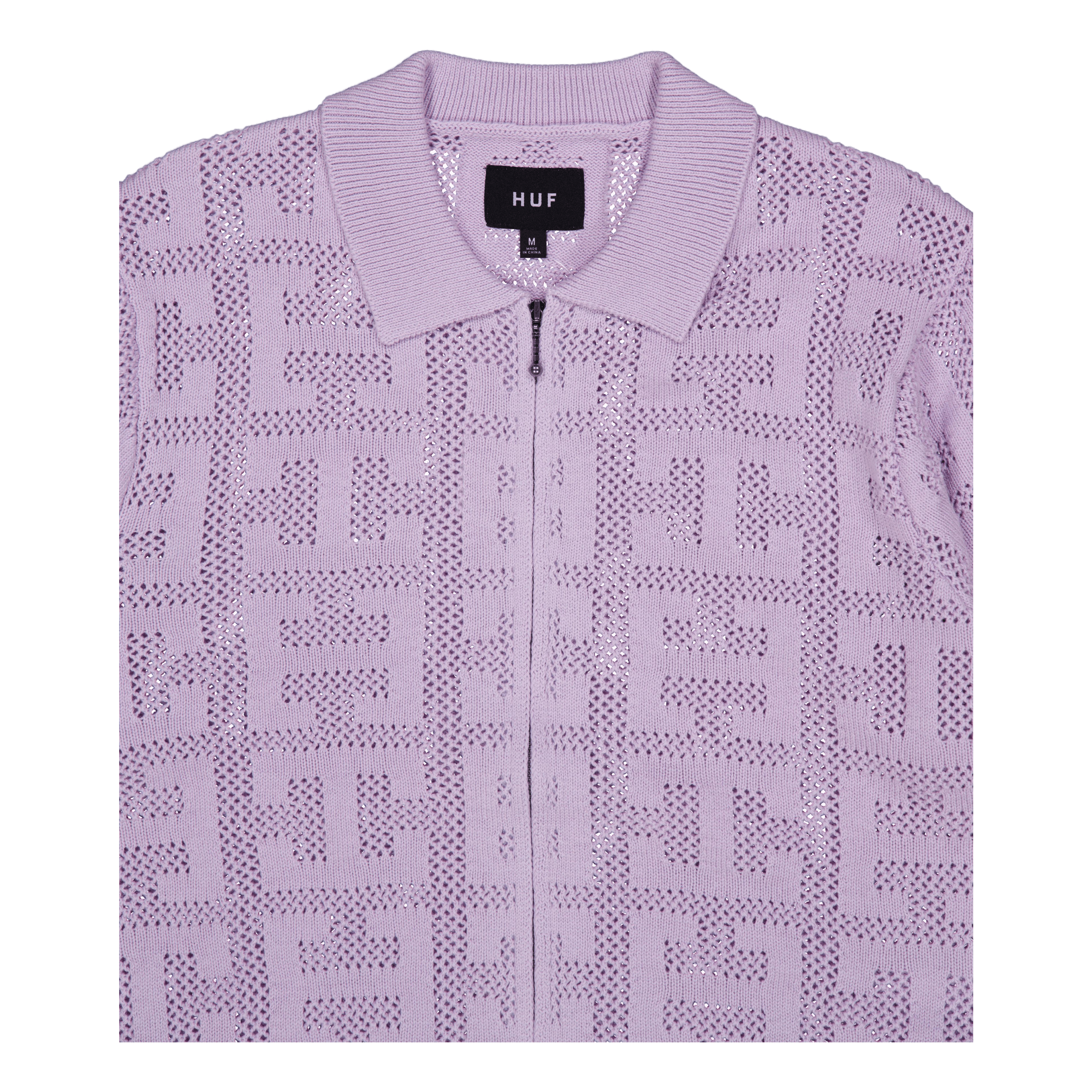 HUF Monogram Jacquard Zip Sweater Lavender