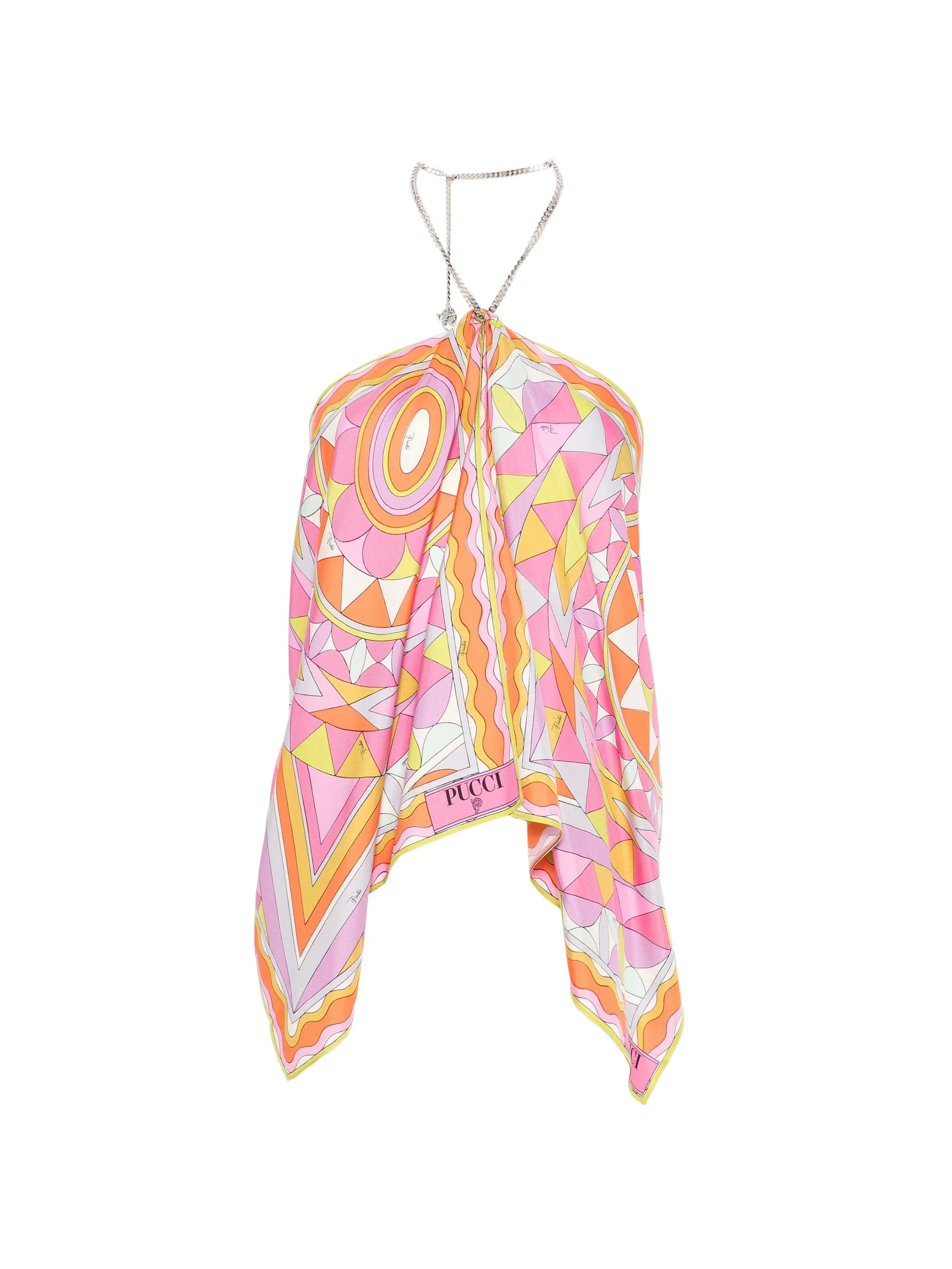 PUCCI geometric - print chain - link halterneck top