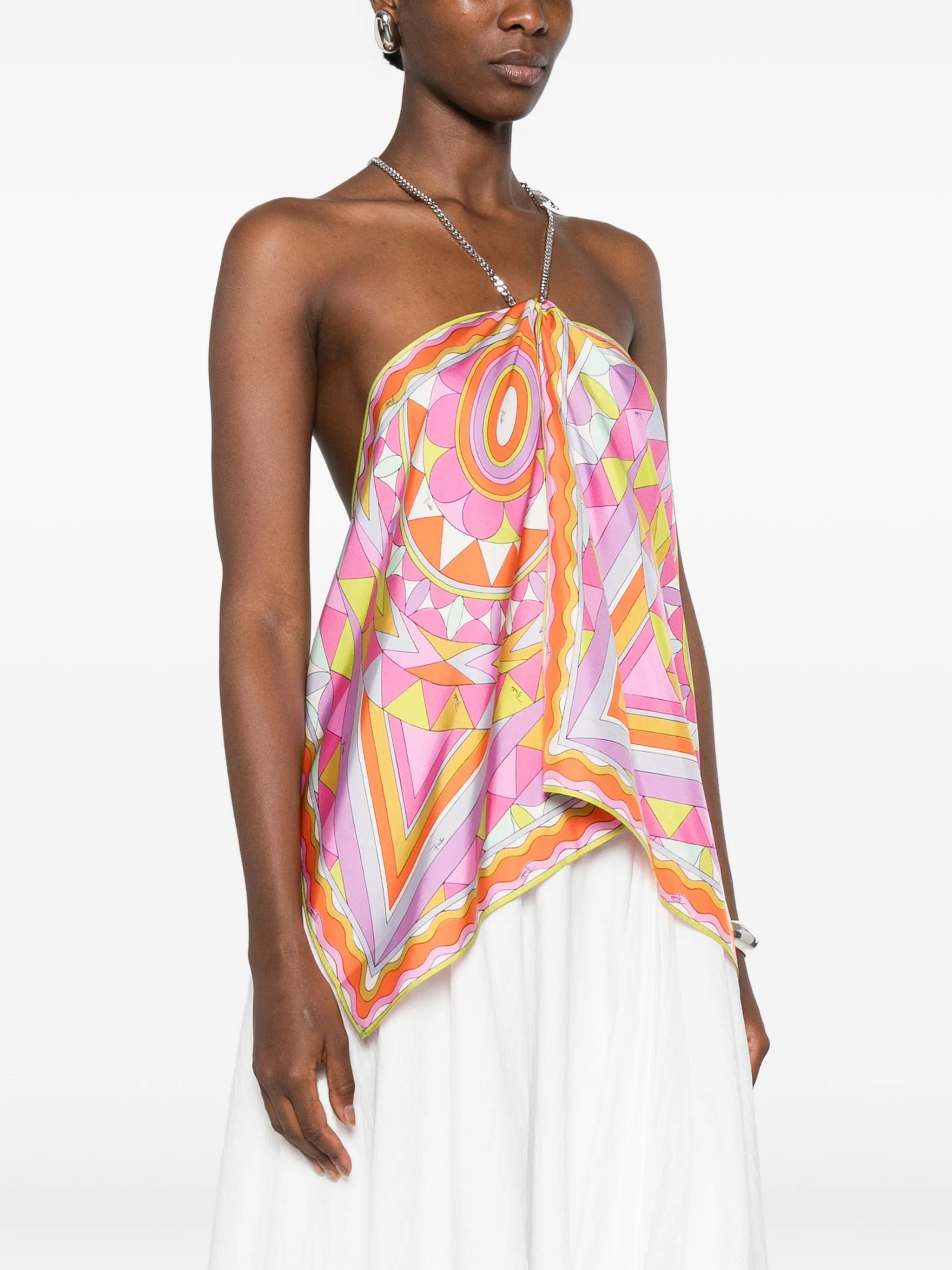 PUCCI geometric - print chain - link halterneck top