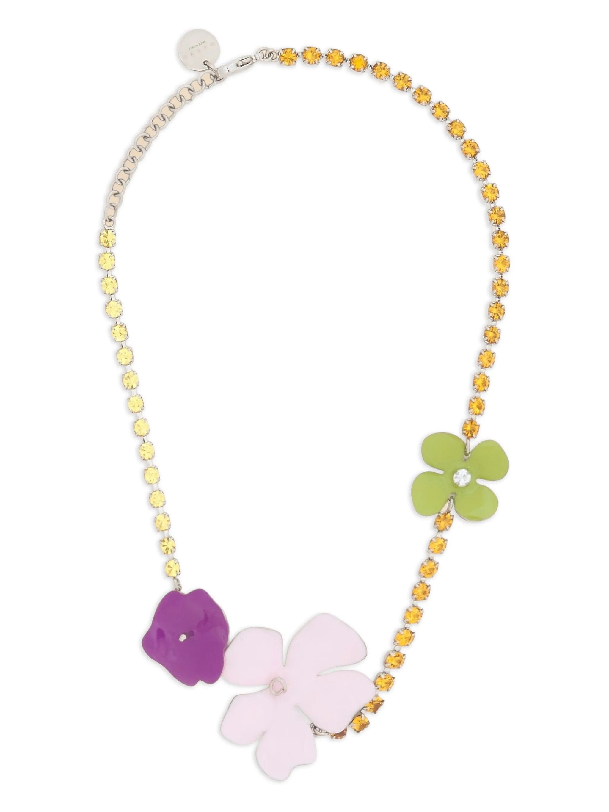 Marni flower - embellishment rhinestone necklace