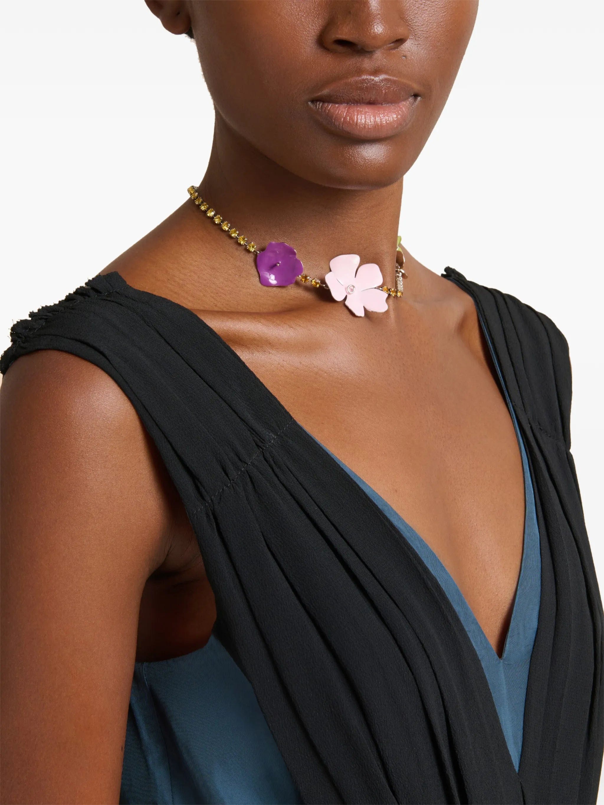 Marni flower - embellishment rhinestone necklace