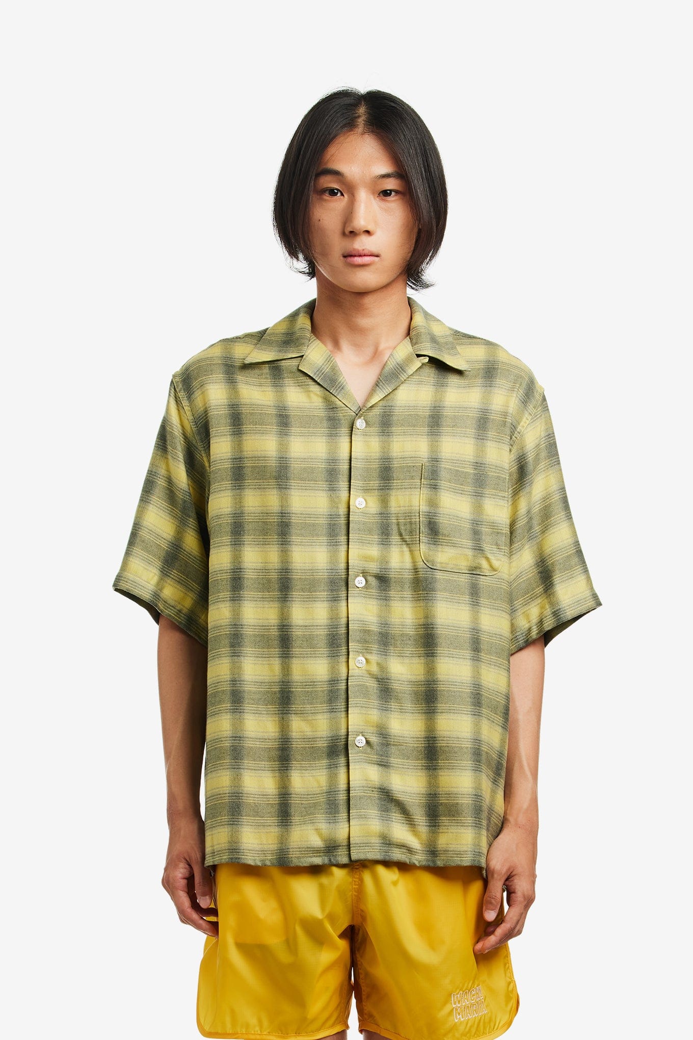 WACKO MARIA OMBRE CHECK OPEN COLLAR SHIRT S/S ( TYPE - 3 )
