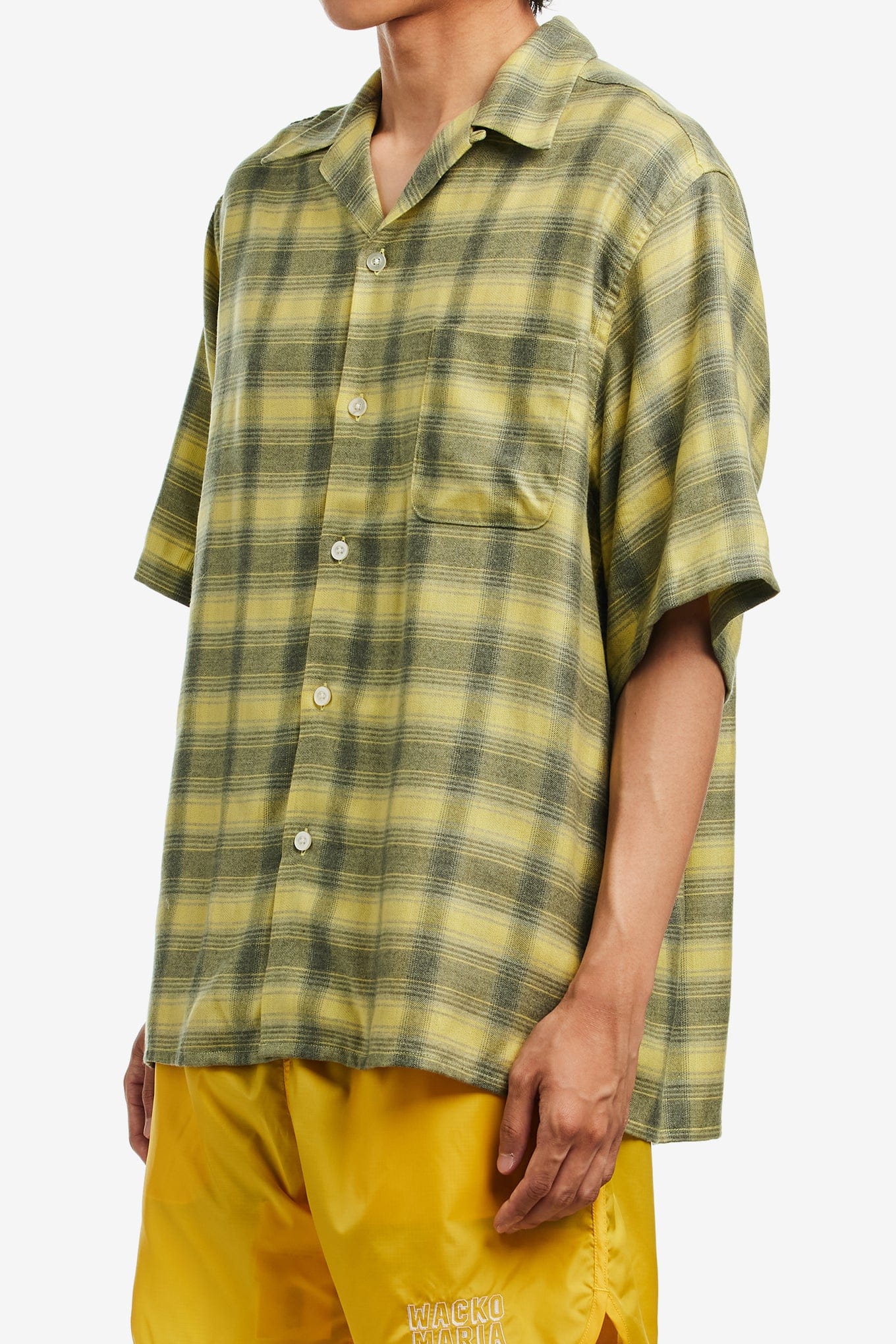 WACKO MARIA OMBRE CHECK OPEN COLLAR SHIRT S/S ( TYPE - 3 )