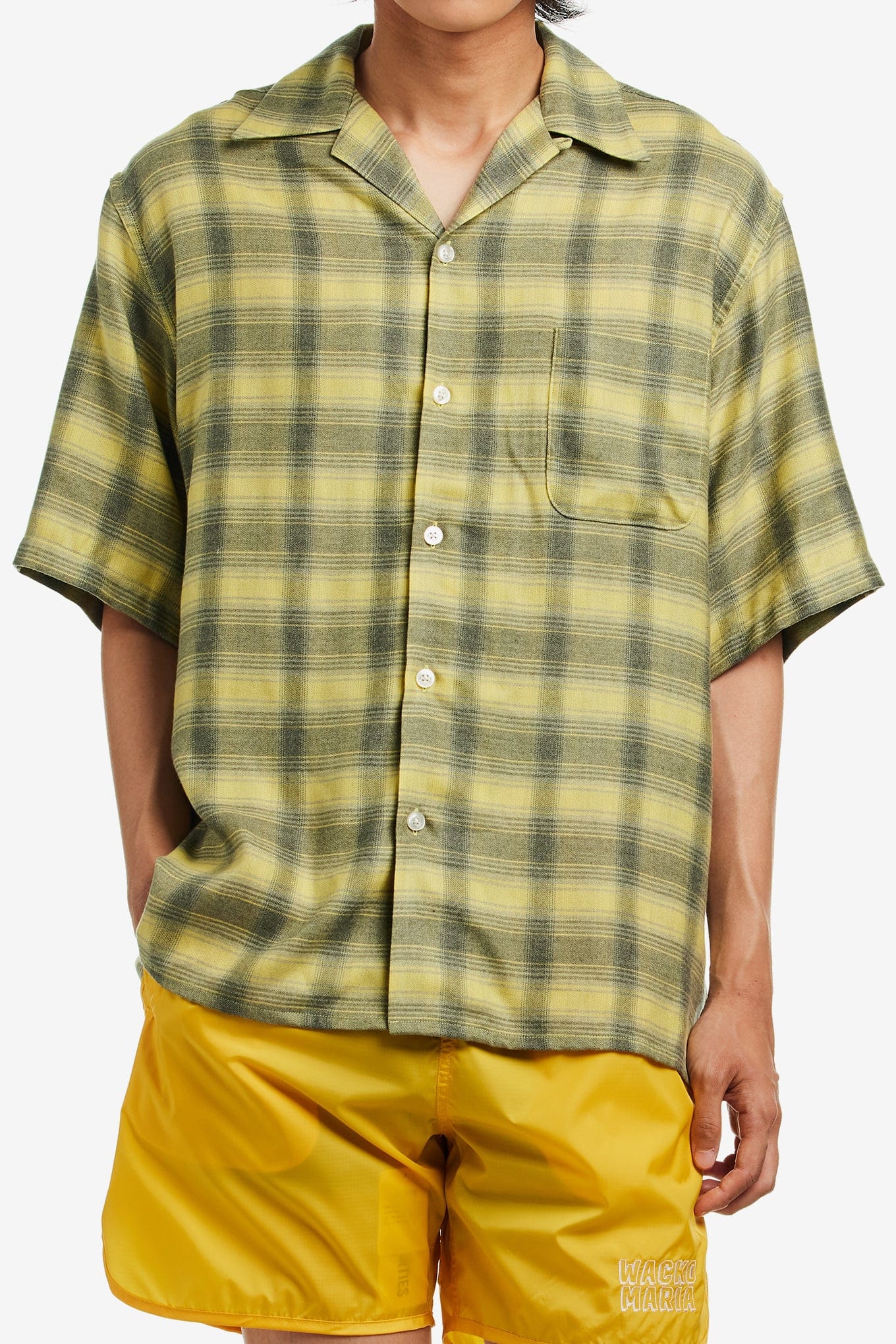 WACKO MARIA OMBRE CHECK OPEN COLLAR SHIRT S/S ( TYPE - 3 )